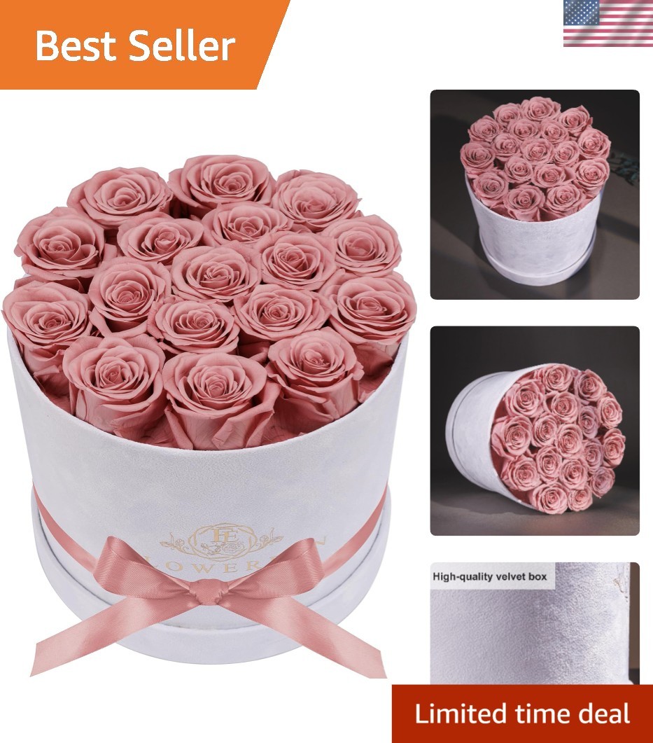 Handcrafted Luxury Dusty Rose Roses – Long-lasting Gift in Suede Box (17 Roses)