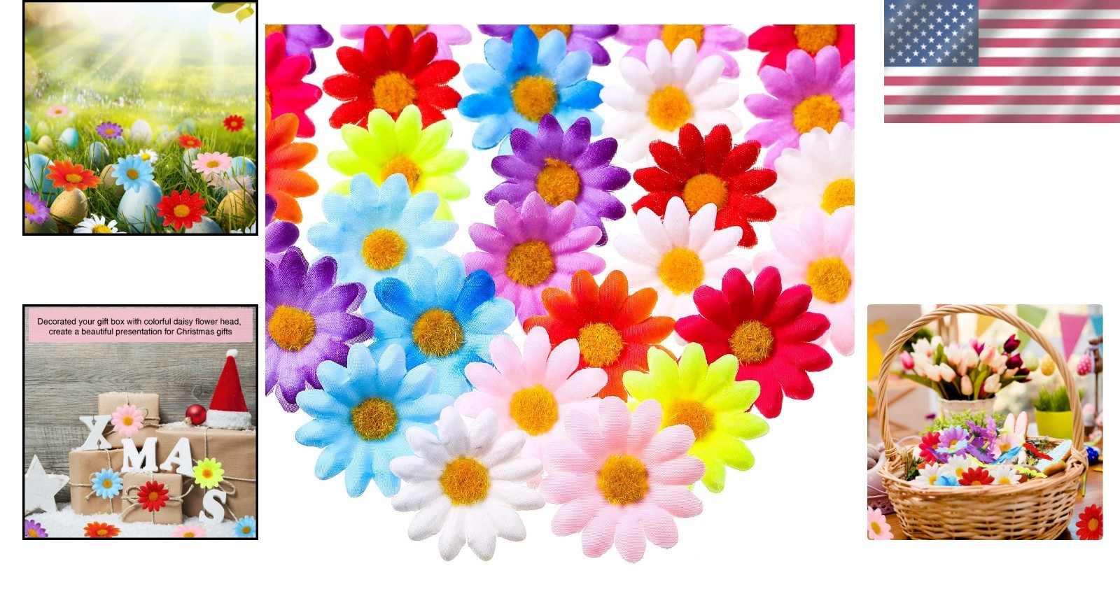 Plastic Daisy Flower Heads 100 Packs 4 cm Artificial Mixed Color Flowers
