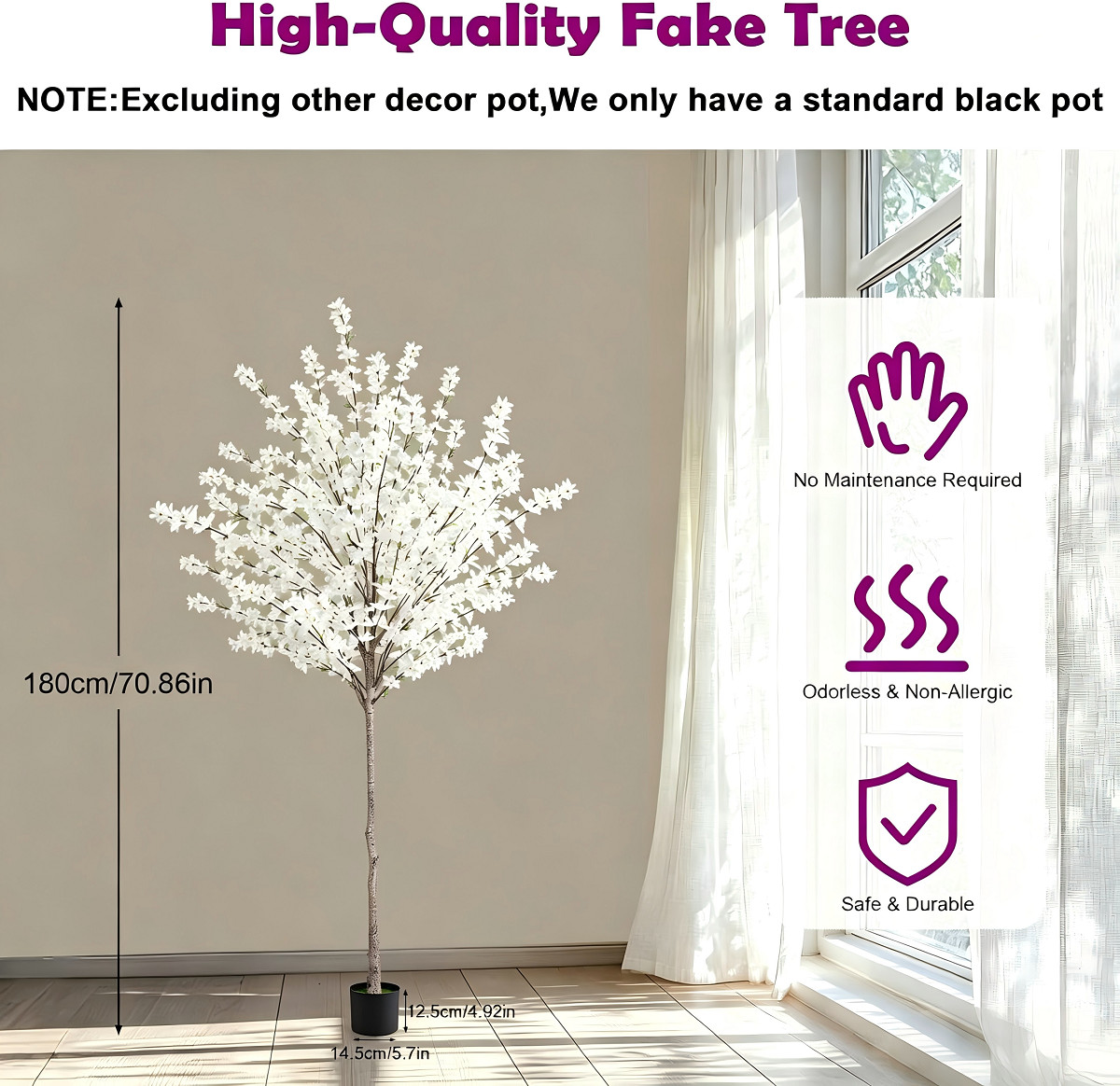 6ft Artificial Forsythia Tree in Pot Faux Spring Blooming Winter Jasmine Plant
