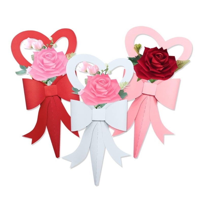 Romance Bowknot Design DIY Flower Bouquet Packaging Box for Valentines Gift