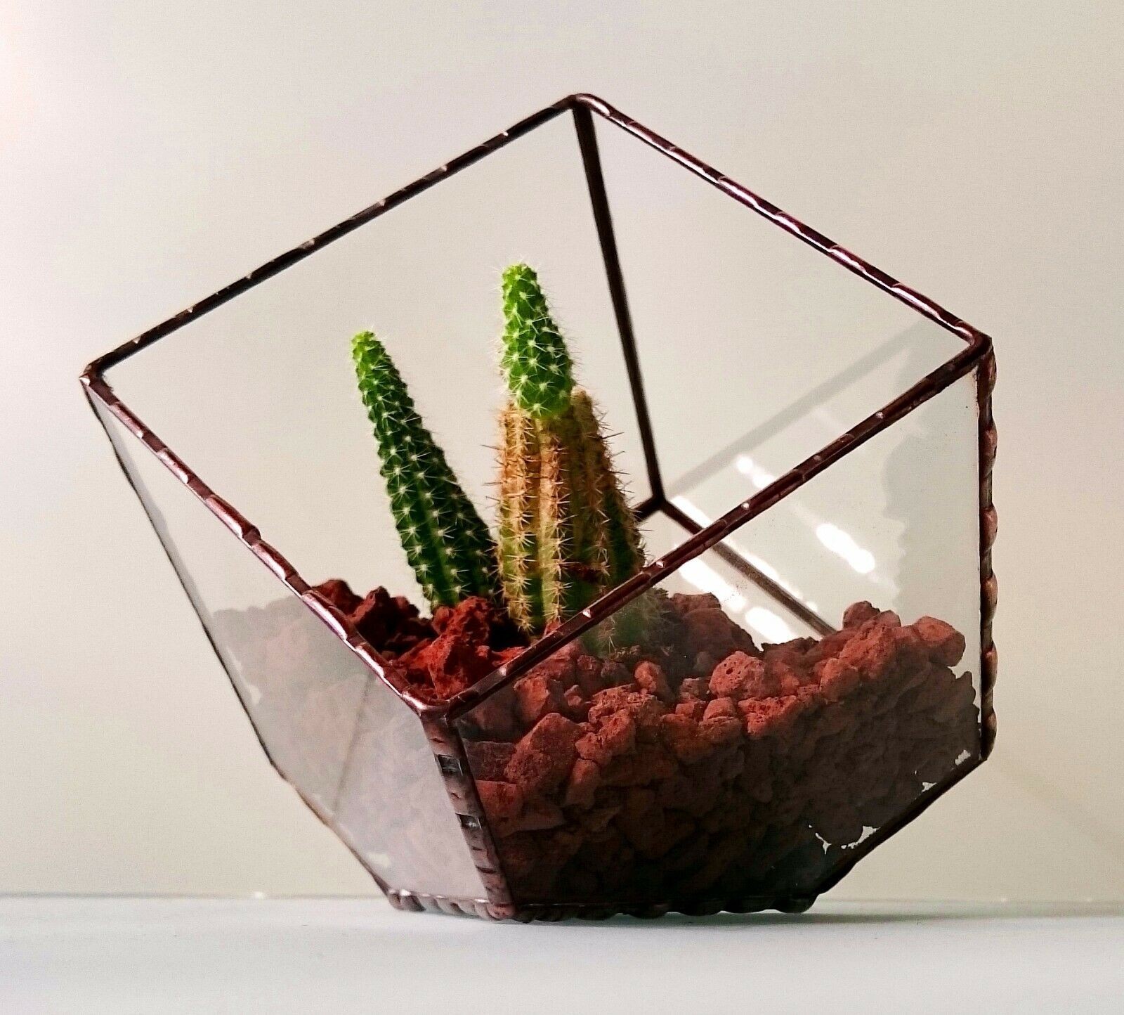Stained Glass Terrarium Geometric Transparent 3 mm Hand Made Planter For Indoor