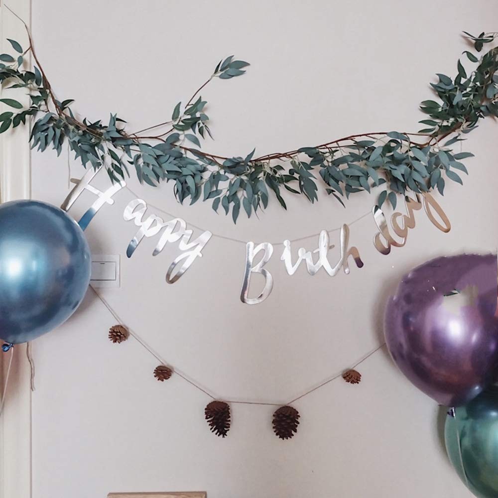 LJDJ Gray Green Leaf Garland Decorations – 5.4 Feet Artificial Silk Fabric Willo