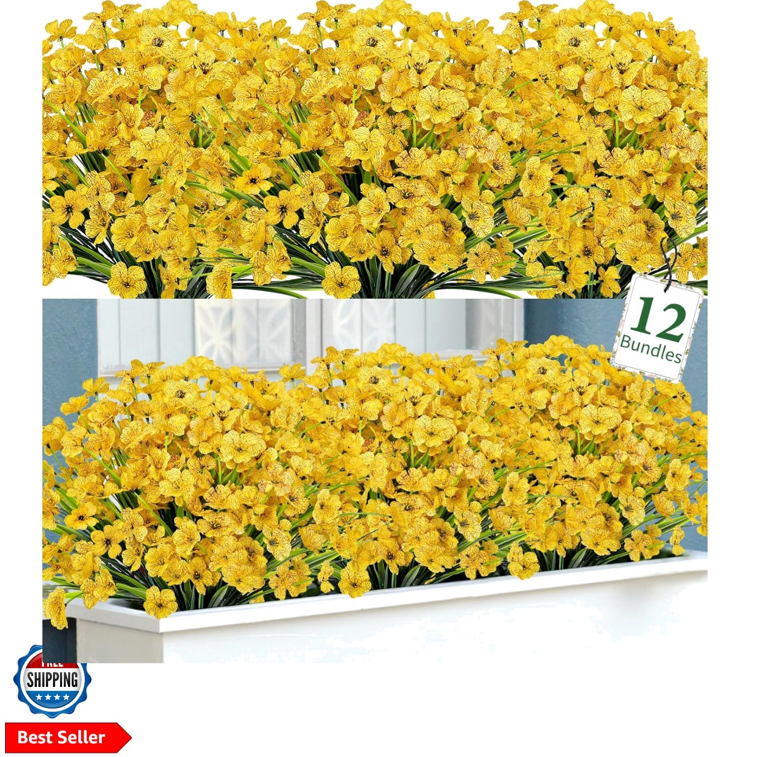 12 Bundles Artificial Flowers for Decorations Fake Silk Plants for Outdoor In…