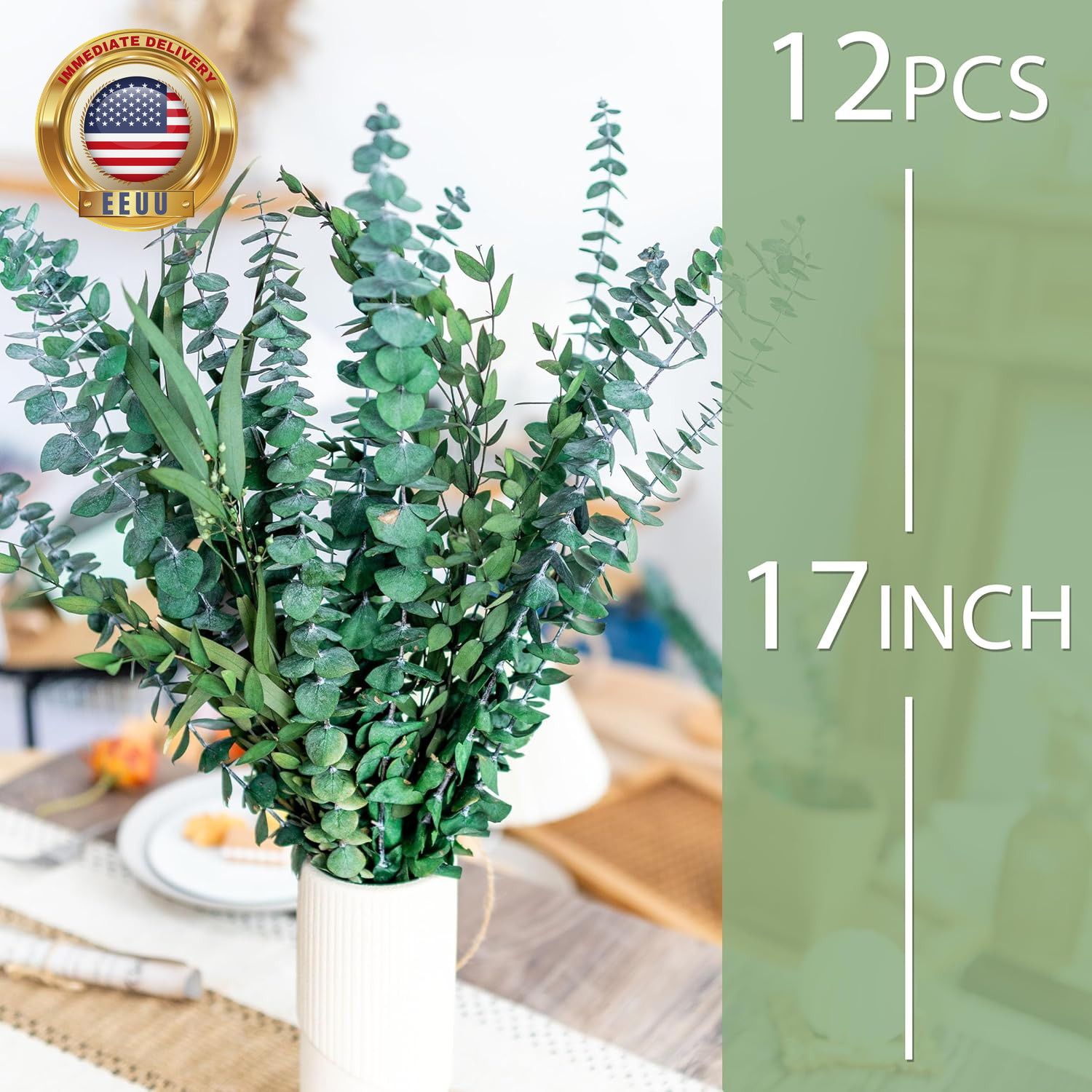 3Kinds Natural Eucalyptus Stems 12PCS – 17Inch Eucalyptus Set for Shower Bundle