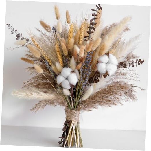 Dried Flower Bouquet – Pampas Grass, Cotton Stems, Bunny Tails, Natural