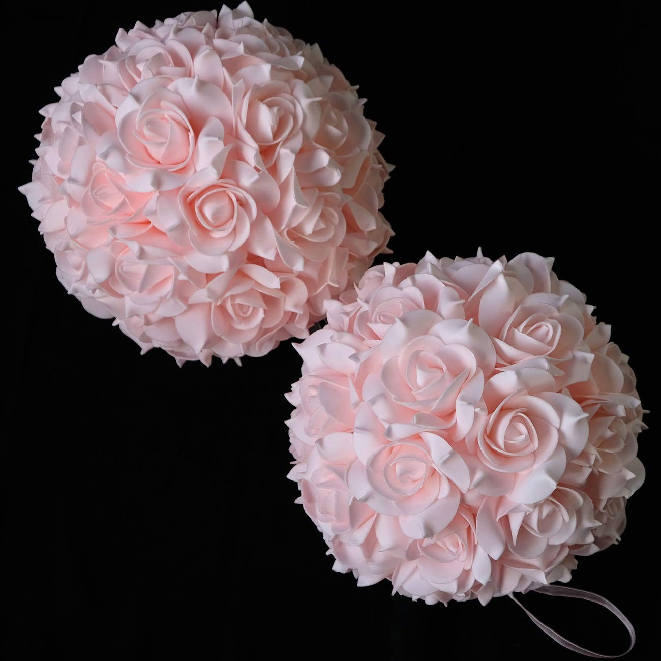 Pink Artificial Flower Roses Kissing Balls DIY Wedding Bouquet Decor 2 PCS