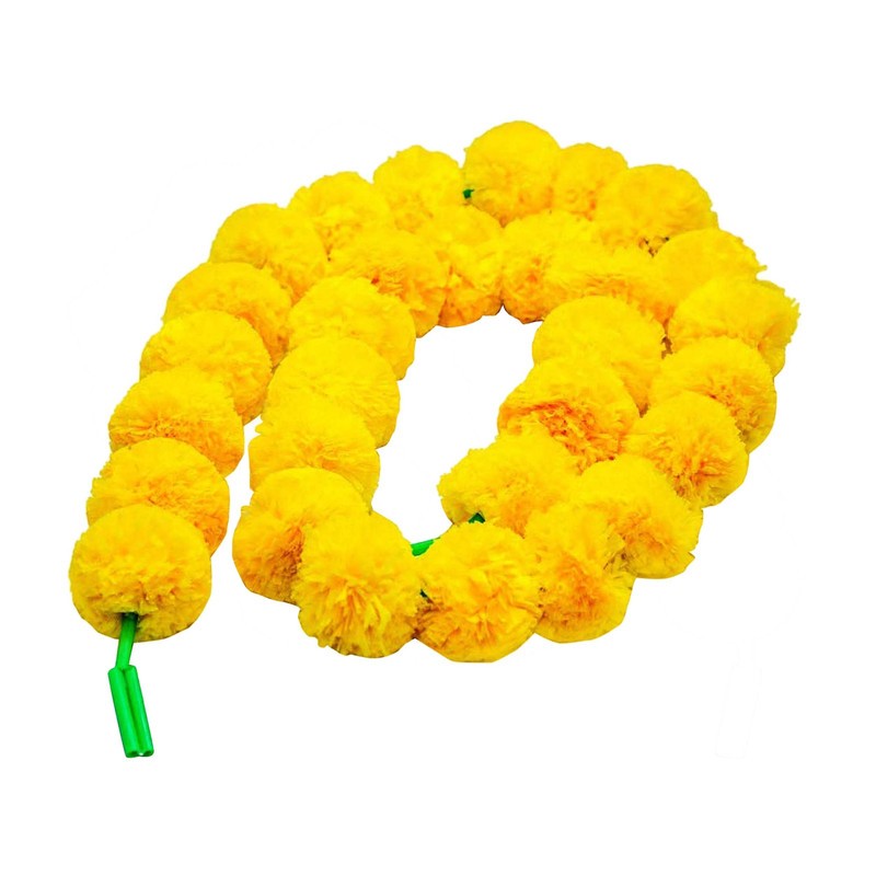 Yellow Artificial Flowers Hanging Marigold Garland Fluffy Decoration Pack Of 6