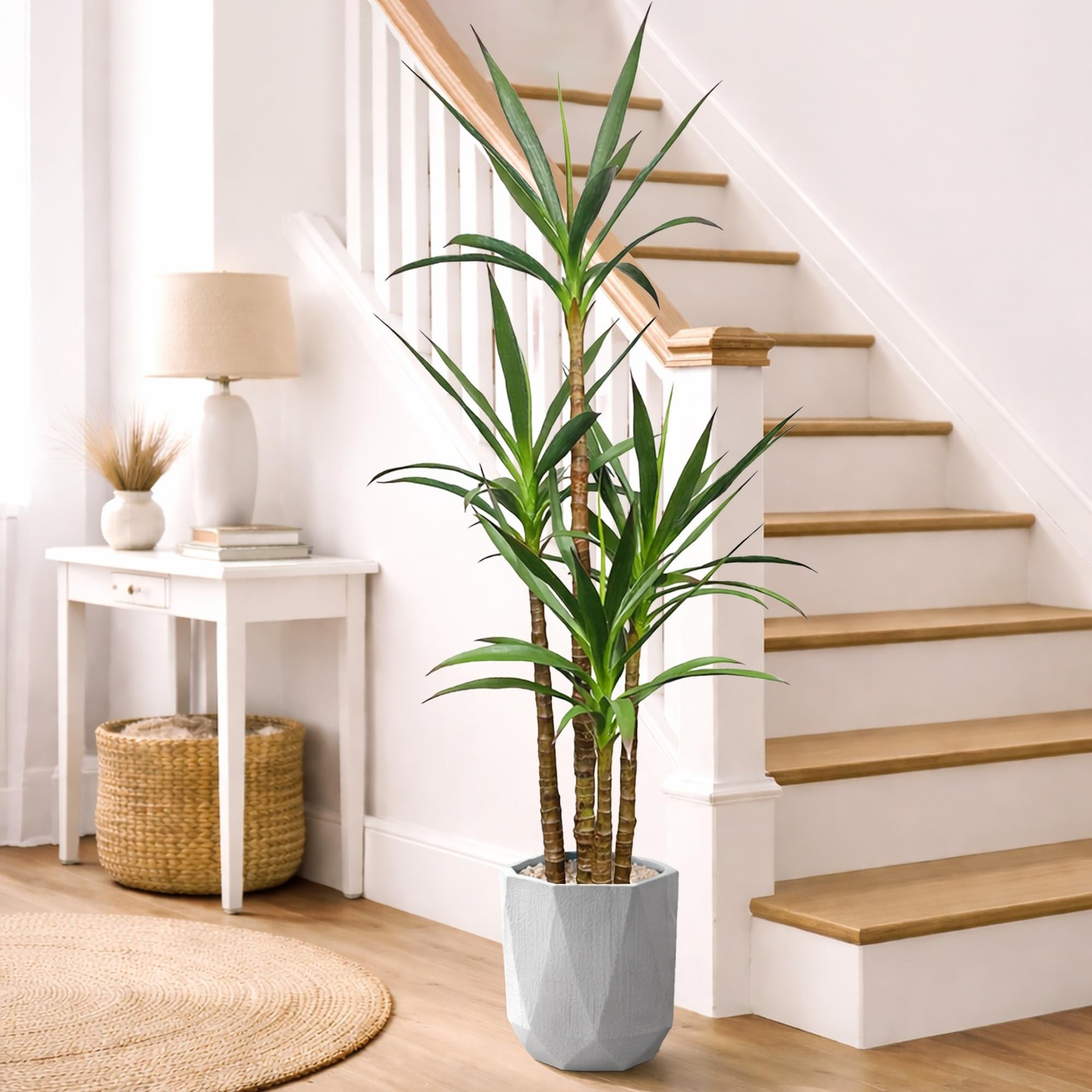 Artificial Trees 4.8Ft Faux Tree 4 Heads Agave Plants, Tall Plant Fake Plant …