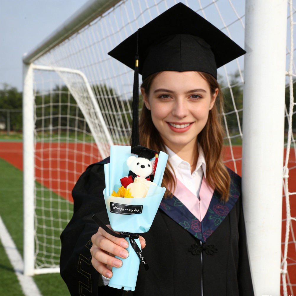 Graduation Flower Bouquet Artificial Stuffed Animals Decorated Bear for