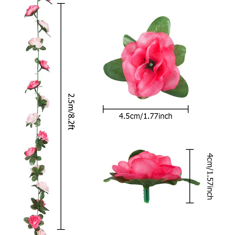 8Pcs 66FT Pink Flower Garland, Artificial Rose Floral Vines Fake Hanging Spri…