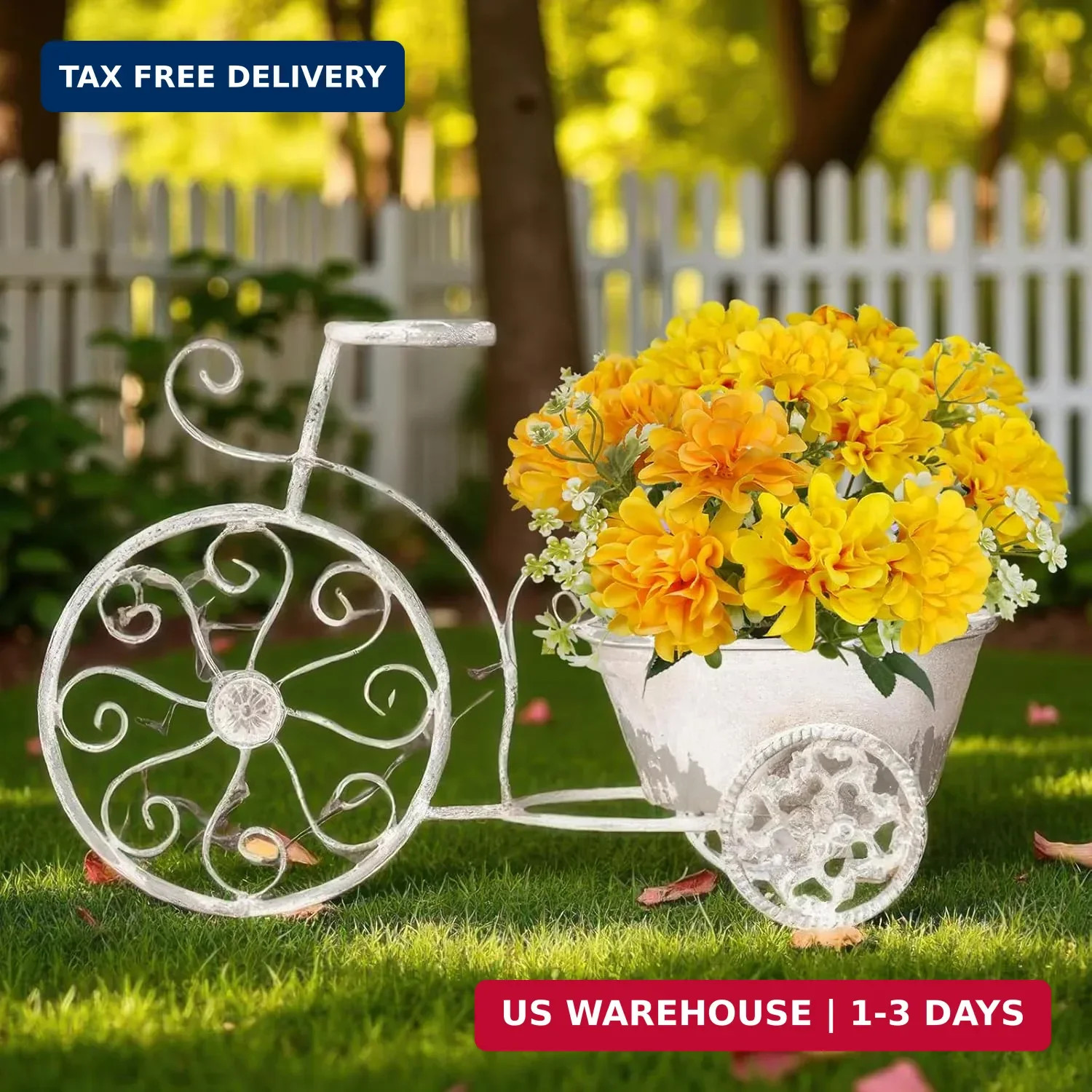 3 Pcs Silk Cemetery Flowers Artificial Geraniums for Outdoors UV Resistant Yello