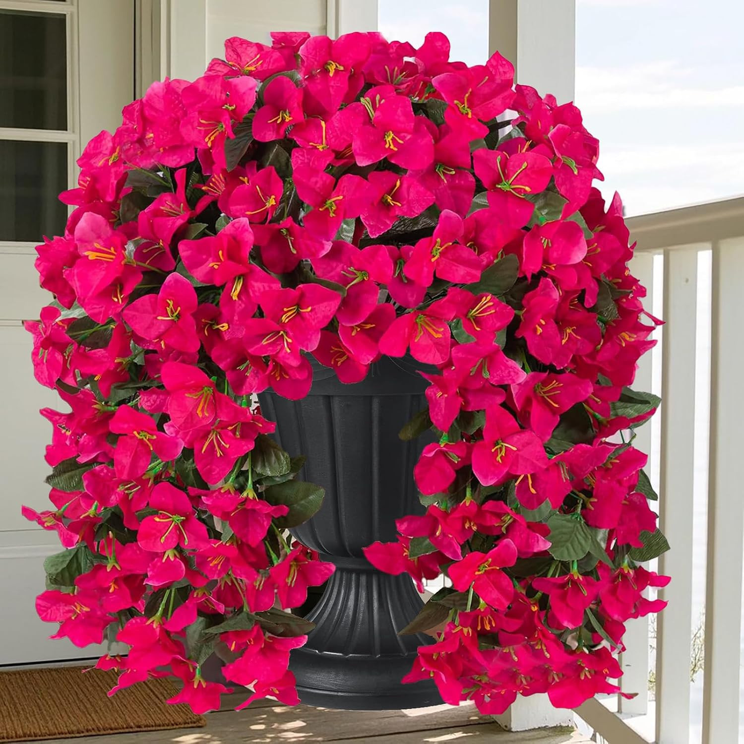 4Pc UV Resistant Bougainvillea Faux Flowers for Outdoor Decor – Rose Red