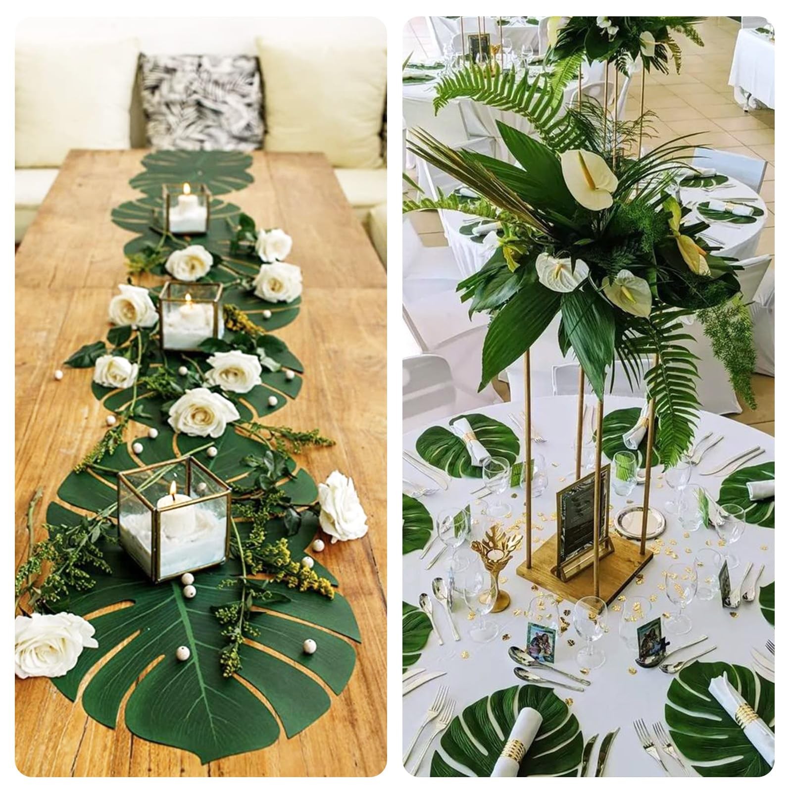 48 Pcs Palm Leaves, Artificial Tropical Monstera Fake Leaves, Fake Palm Leaf …