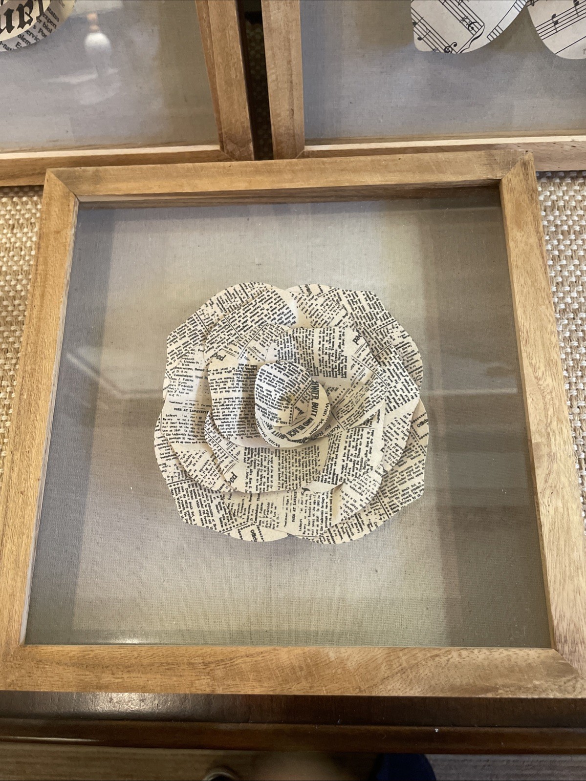 Set Of 3- Paper flowers in shadow boxes