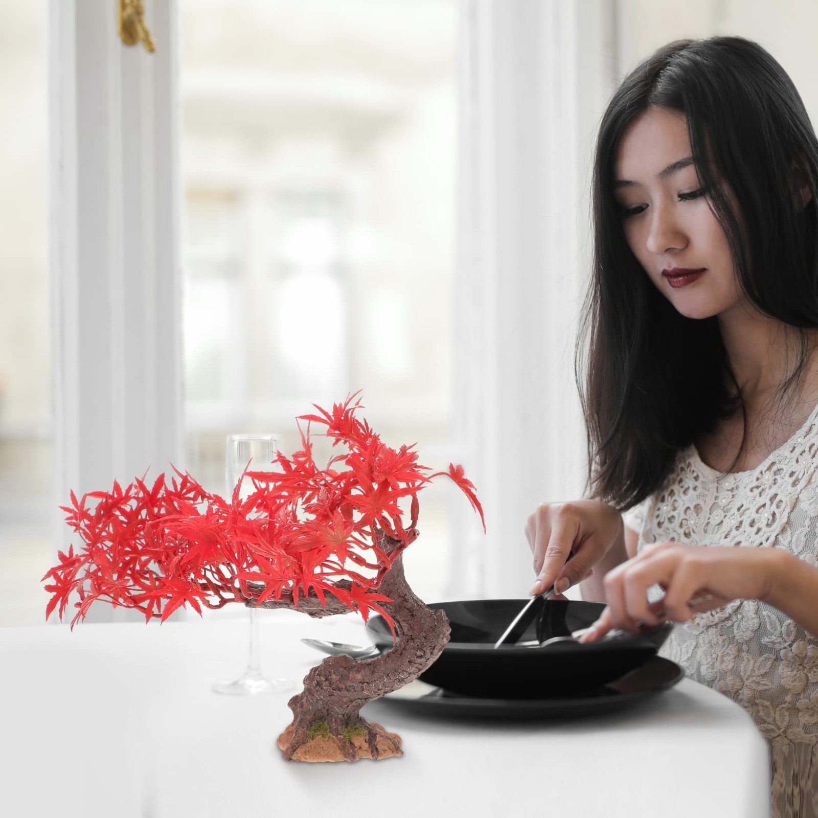 Mini Maple Tree Faux Japanese Red Maple Artificial Small Tree Decoration for …