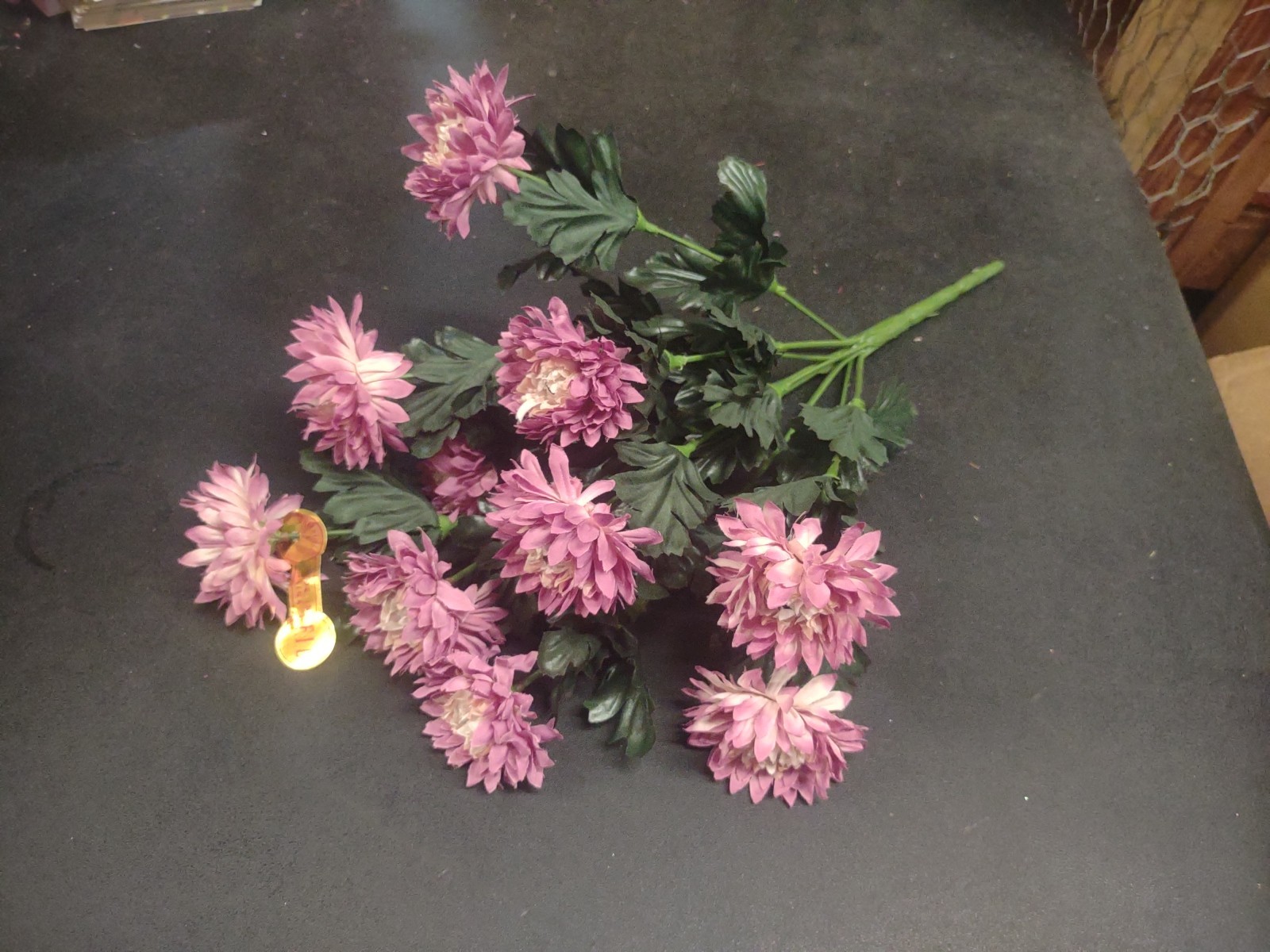 15″ Vintage Silk Strawflower Flower Bush with 10 Stems, Fall Lavender & Cream