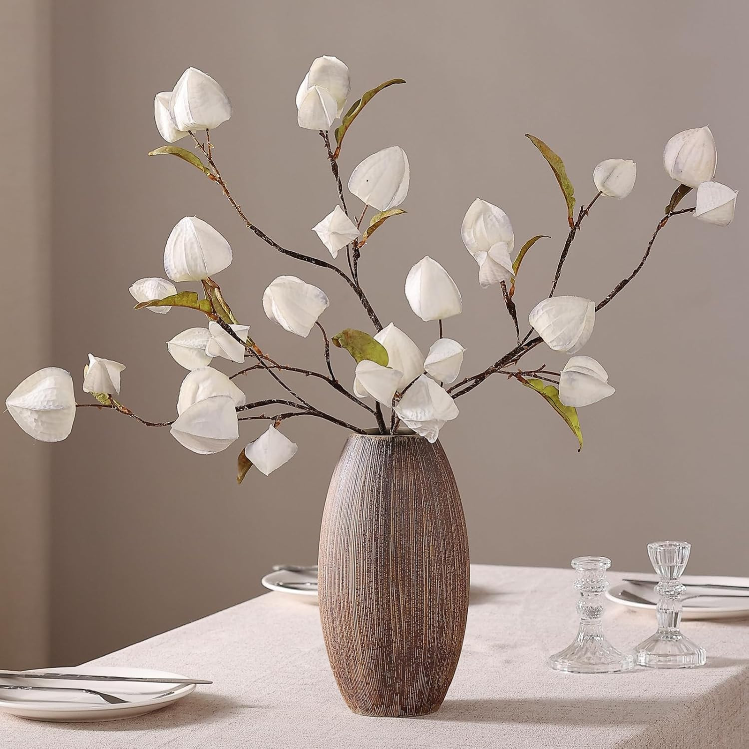 4PCS Faux Physalis Branches – 29″ Cream Cape Gooseberry for Home Decor