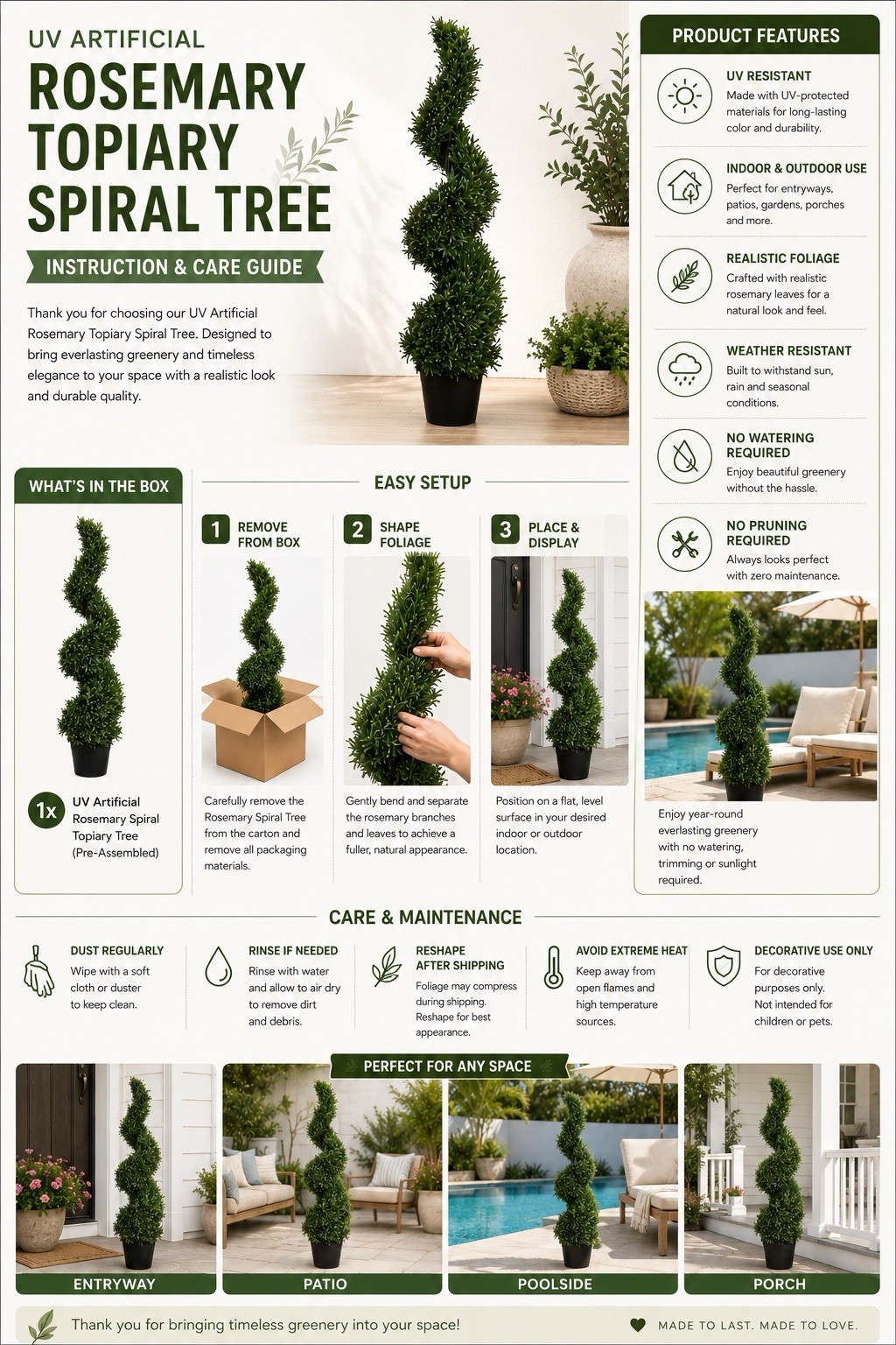 4′ Topiary Rosemary Artificial Spiral Tree UV (Indoor/Outdoor). Retail $308