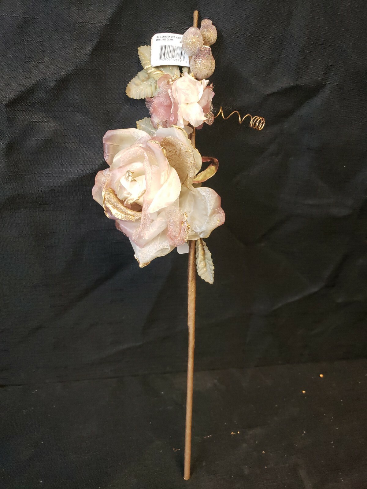 Lot of 9 NEW NWT REGENCY INTERNATIONAL FLORAL STEM Gold Chiffon Pink Flowers