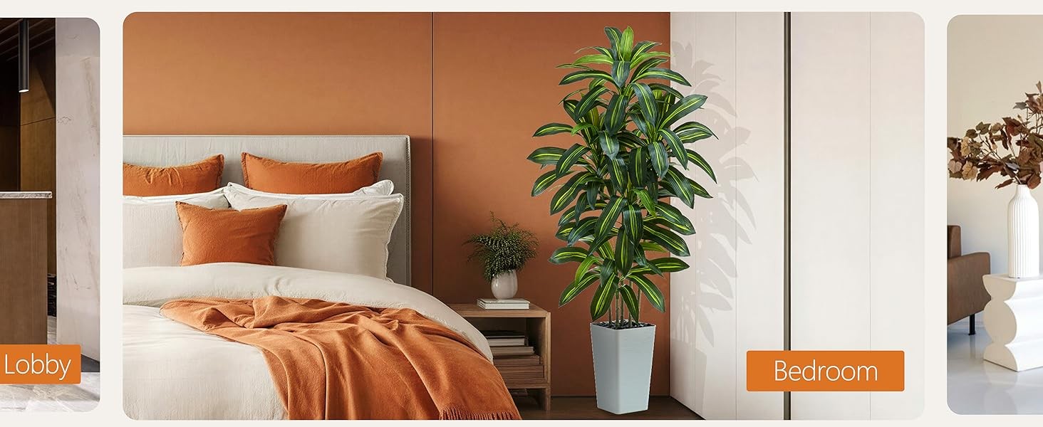 Artificial Dracaena Tree：5FT Faux Silk Tropical Yucca Floor Trees Realistic Fake