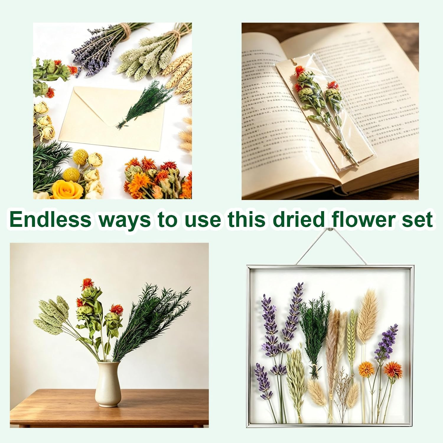 13 Kinds Mini Dried Flower Bouquet, 5-8″ Boho Brown for Crafts, Vase Filler | Na