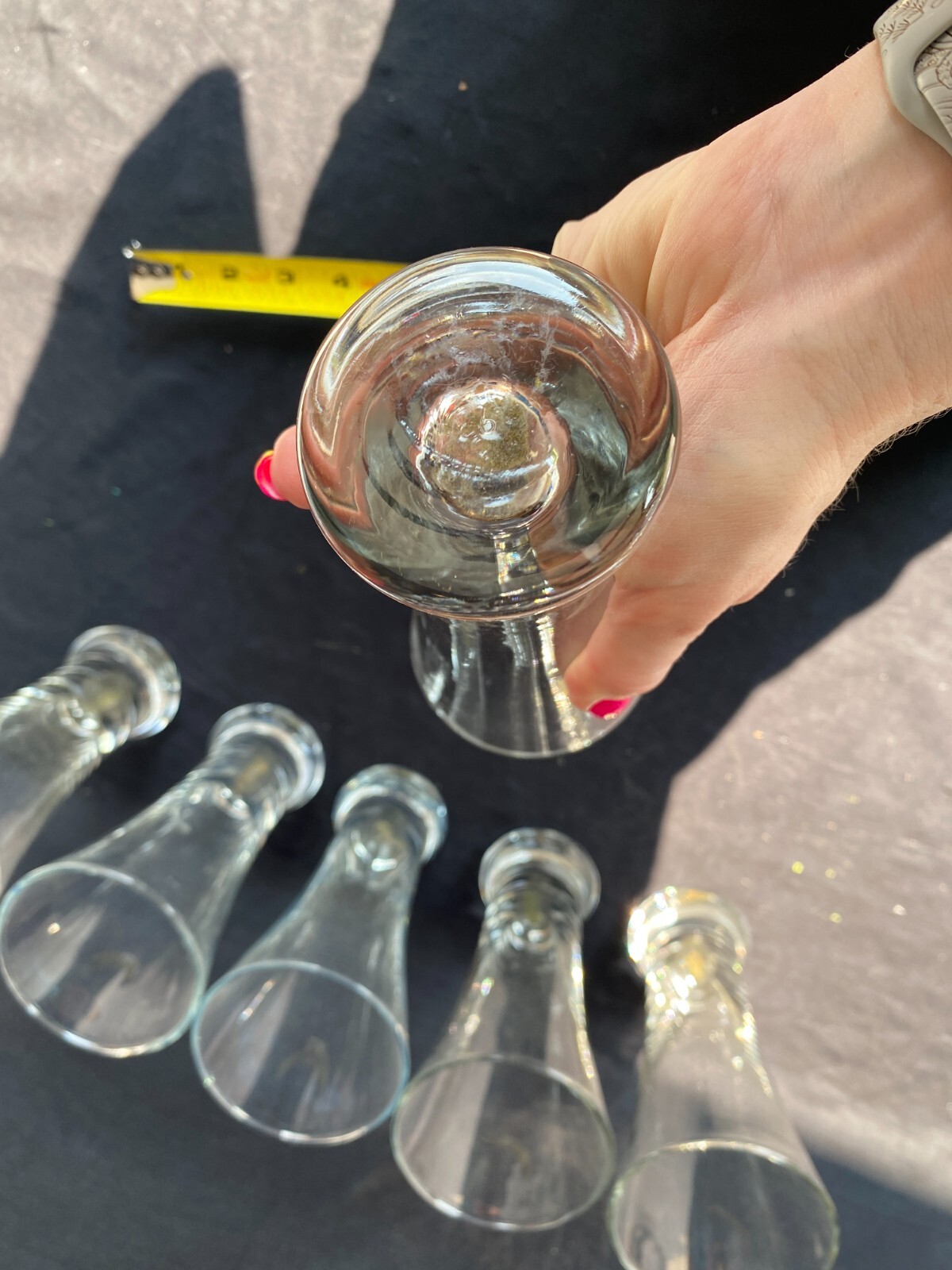 Clear Glass Vases set of 6 Bud Vase Unmarked / Unbranded (B11)/ Barely Used