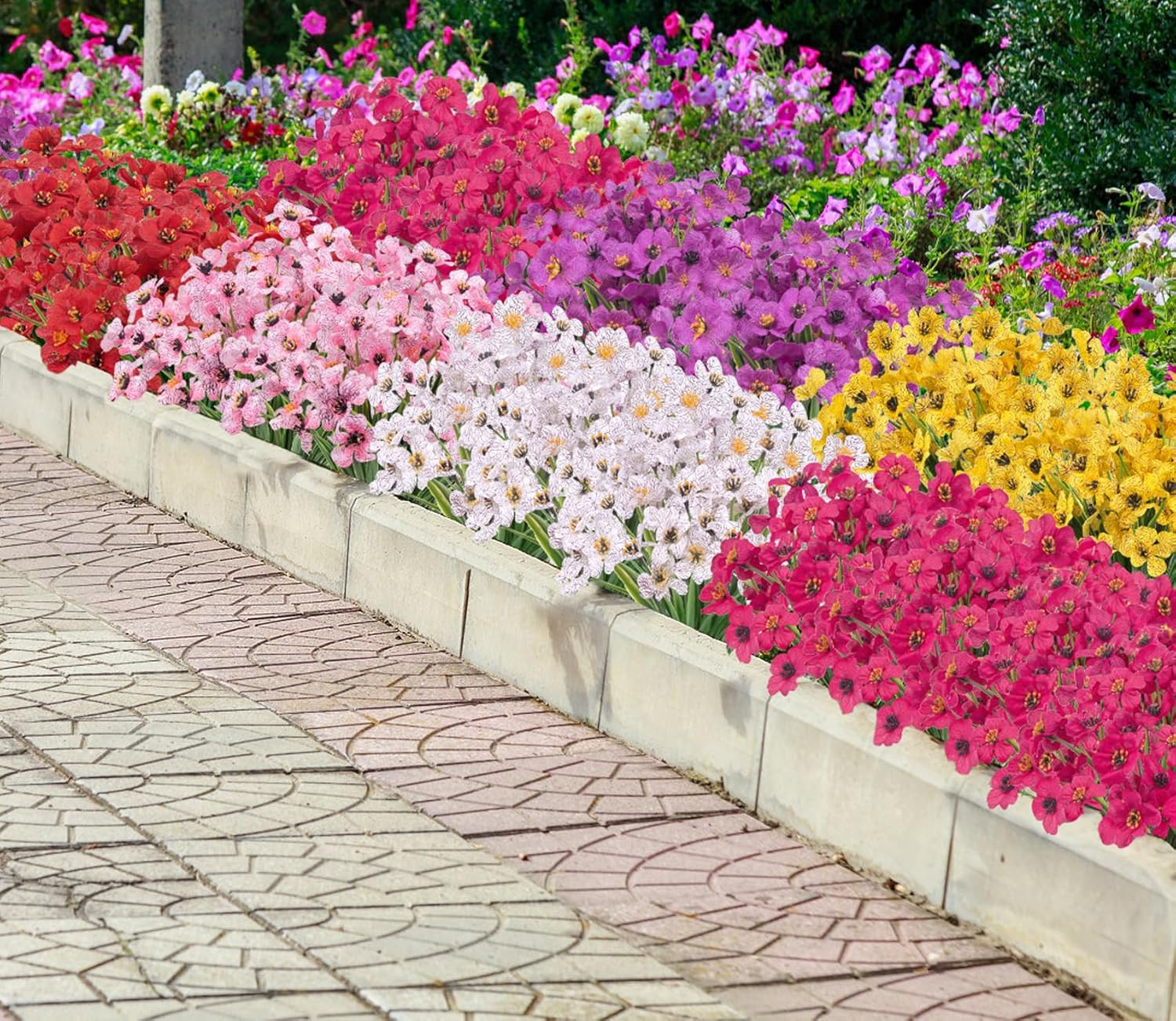 24 Bundles Artificial Flowers for Outdoors Decoration, UV Resistant