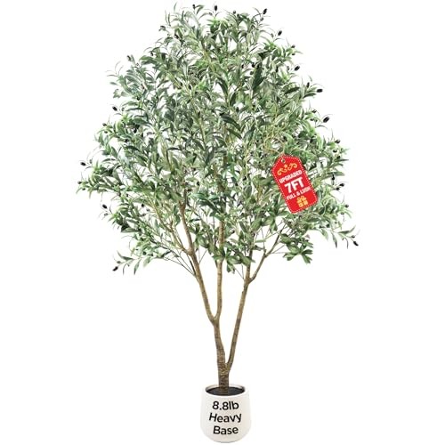 Large Olive Trees Artificial Indoor 7FT, Upgraded Faux Olive Tree with