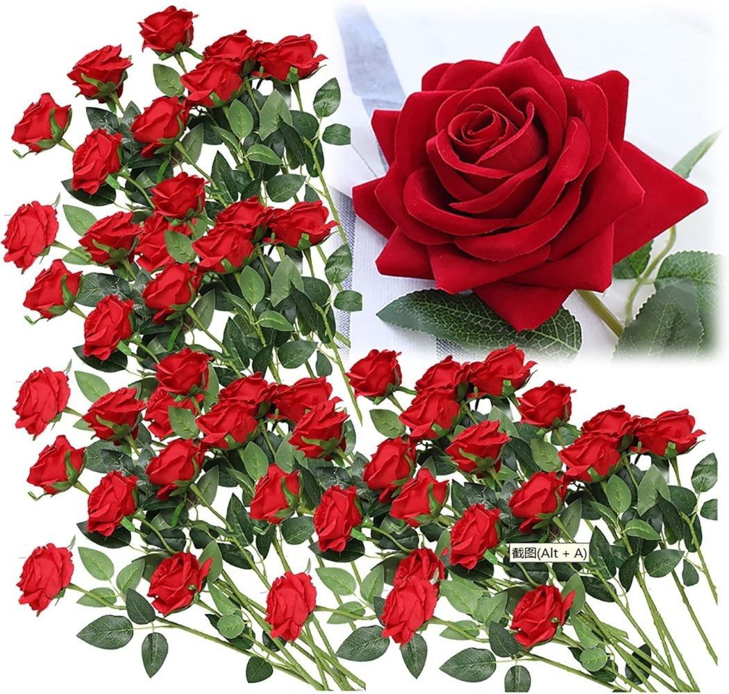 15x 20″ Fake Red Roses Artificial Flowers Bouquet Silk Stems Party Wedding Decor