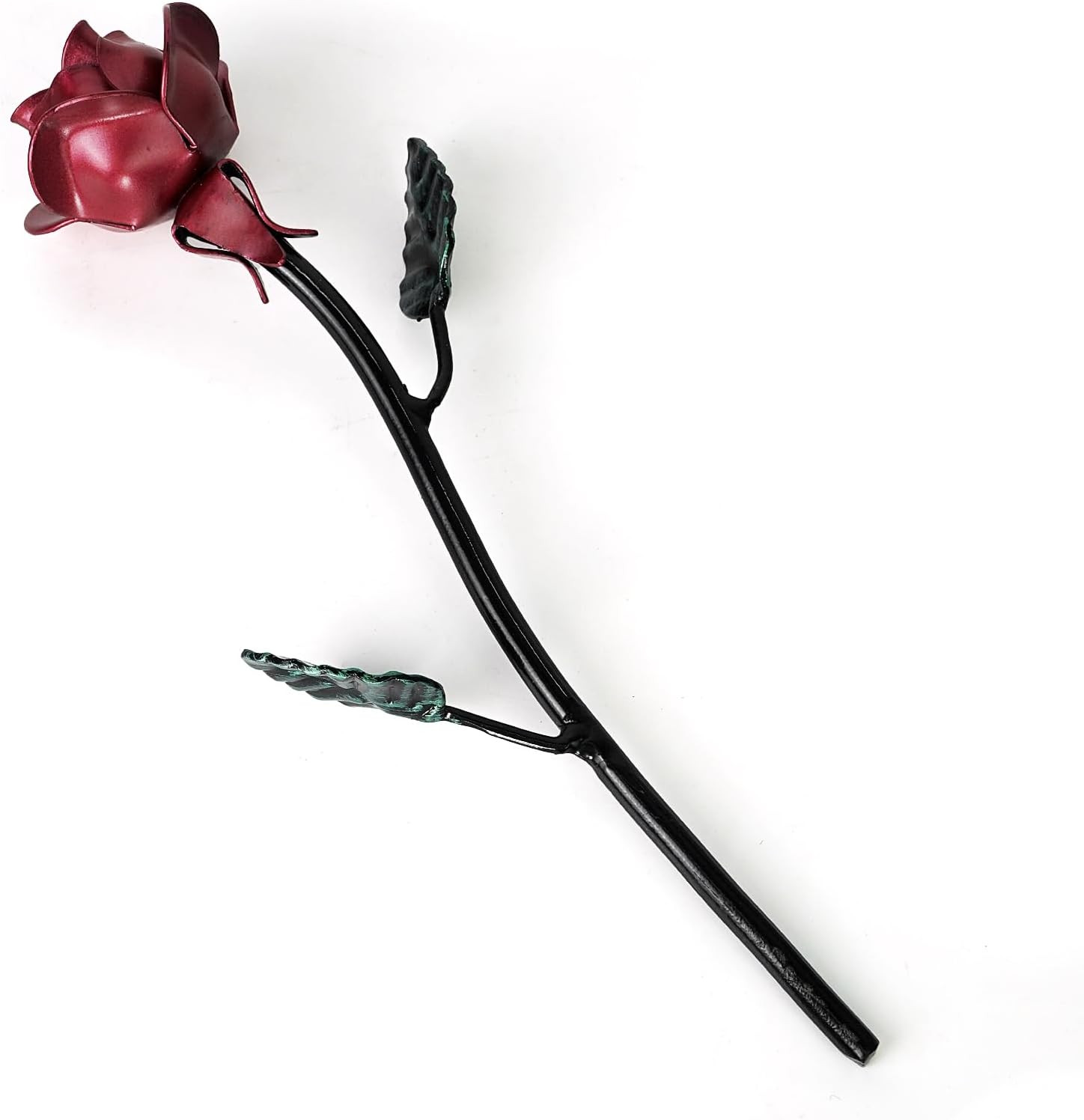 Dreamseden 12 Inch Metal Rose with Stand, Forever Rose Iron Flower Sculpture, Ha