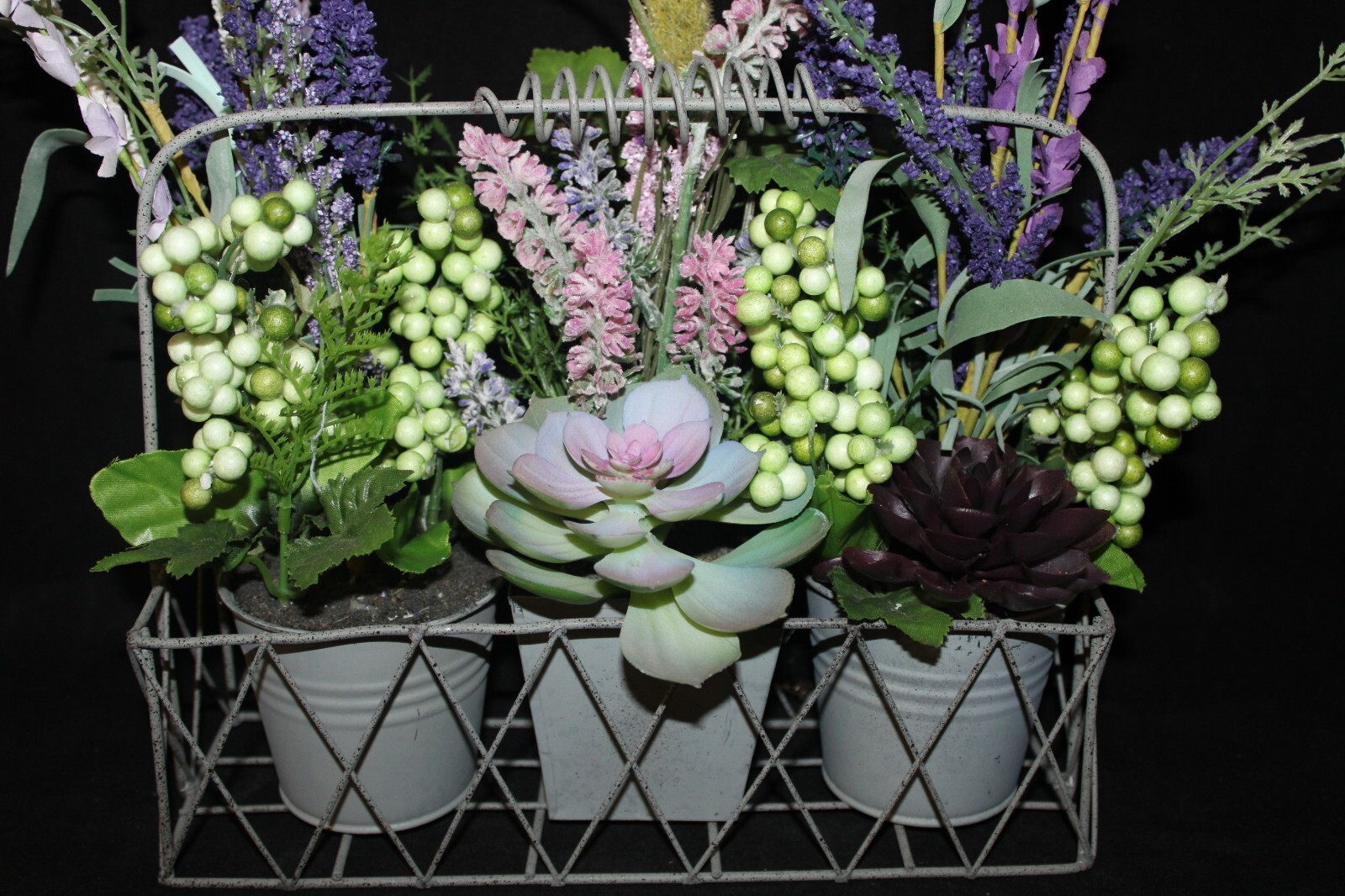 Mixed Artificial Succulent Arrangement in Metal Planter