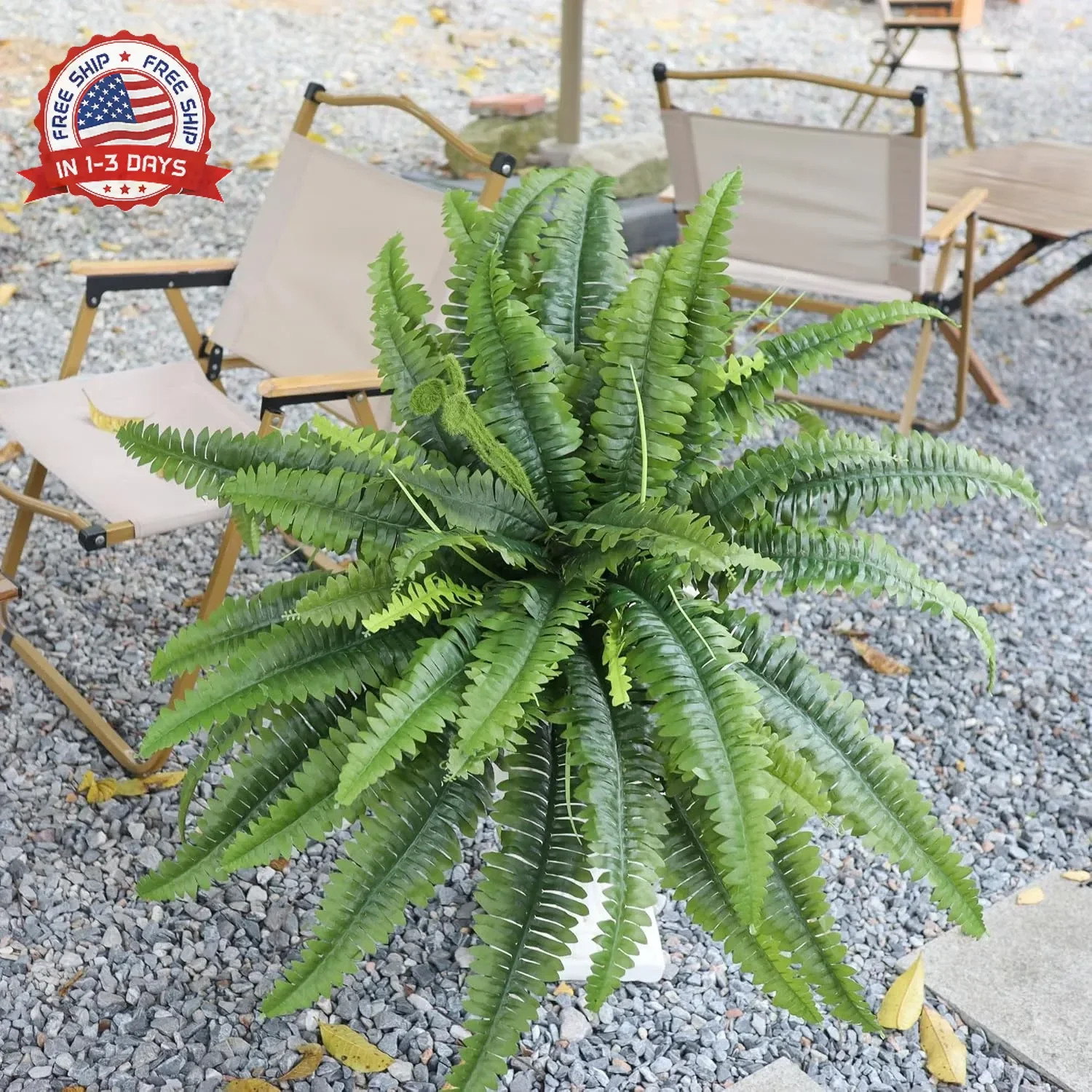 Artificial Ferns for Outdoors & Indoors, 45in Large Fake Ferns Plants with 55 Fr