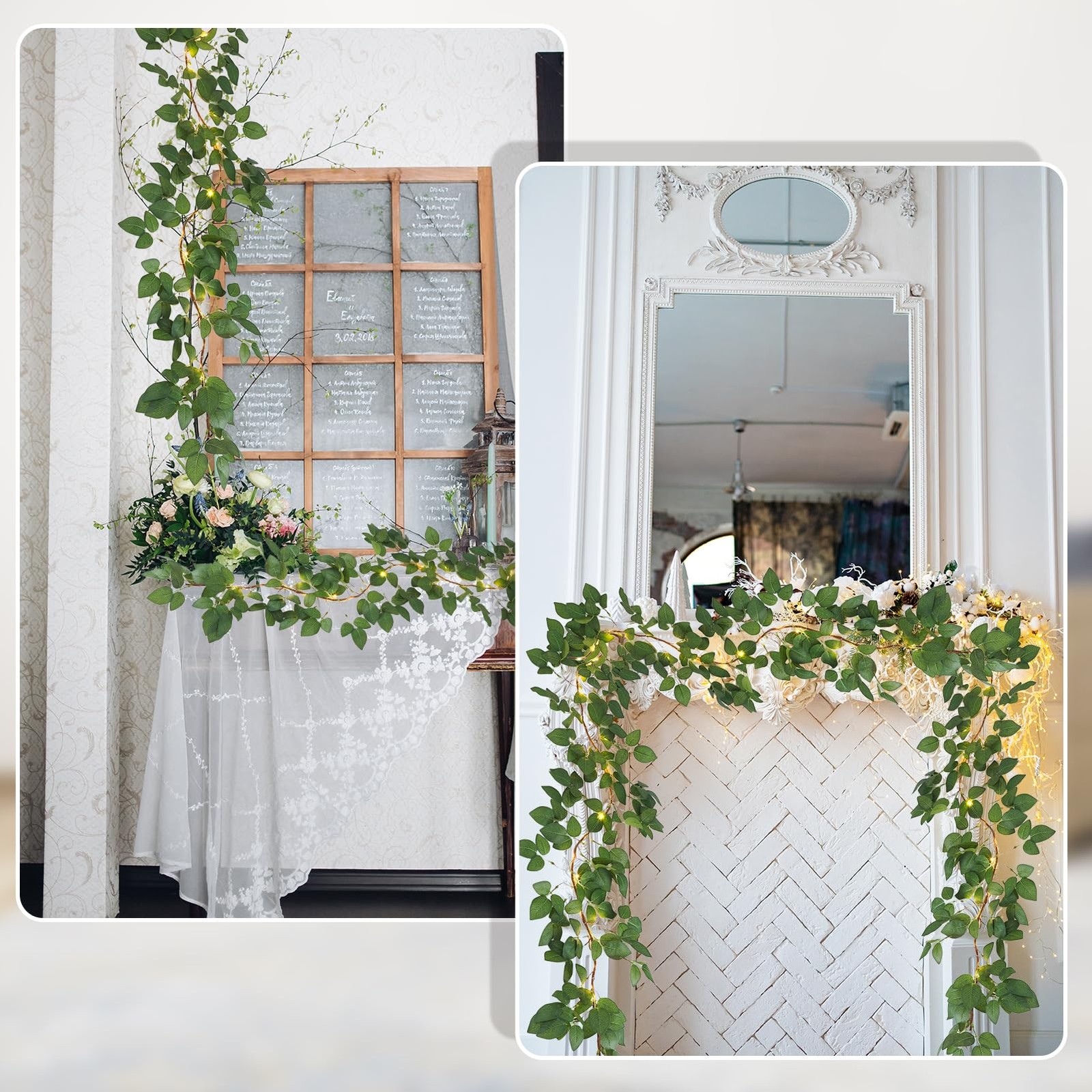2Pcs Fake Ivy Vines with Fairy Lights, 5Ft Artificial Light Up Spring Leave G…