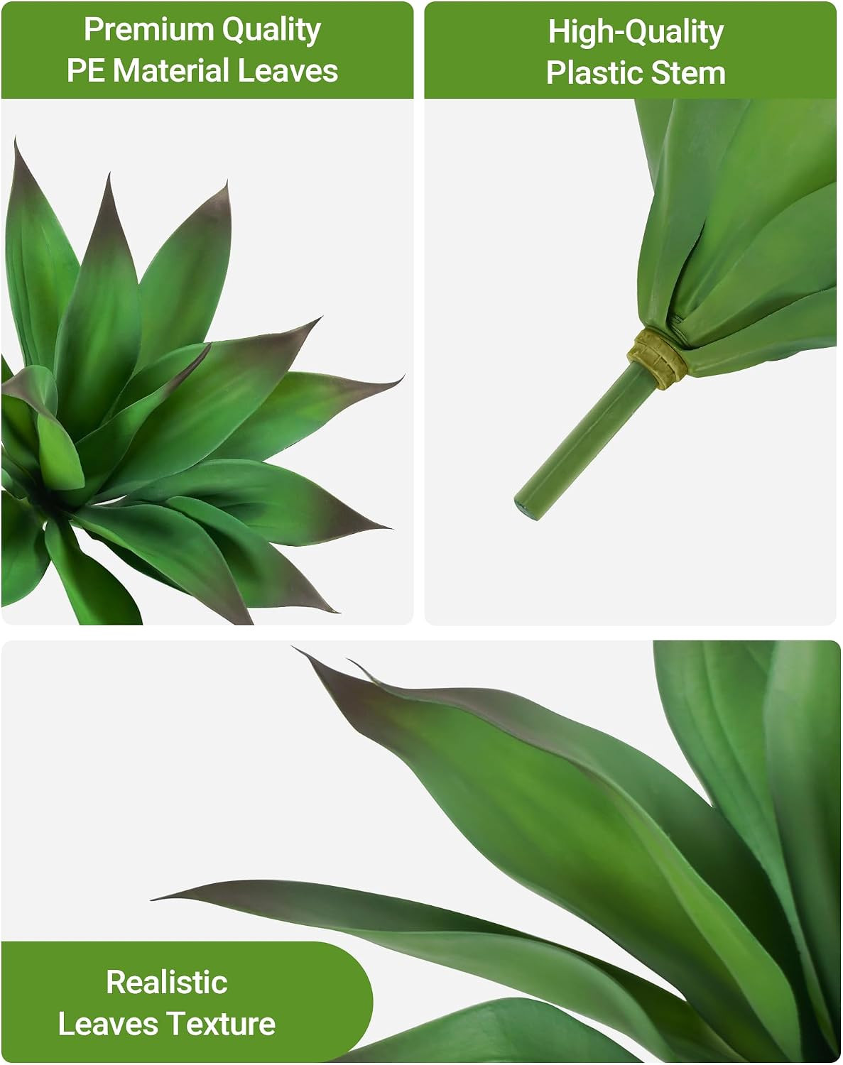 UV Resistant Small Purple Agave Plants – 14 Inch Indoor/Outdoor Decor (2 Pack)