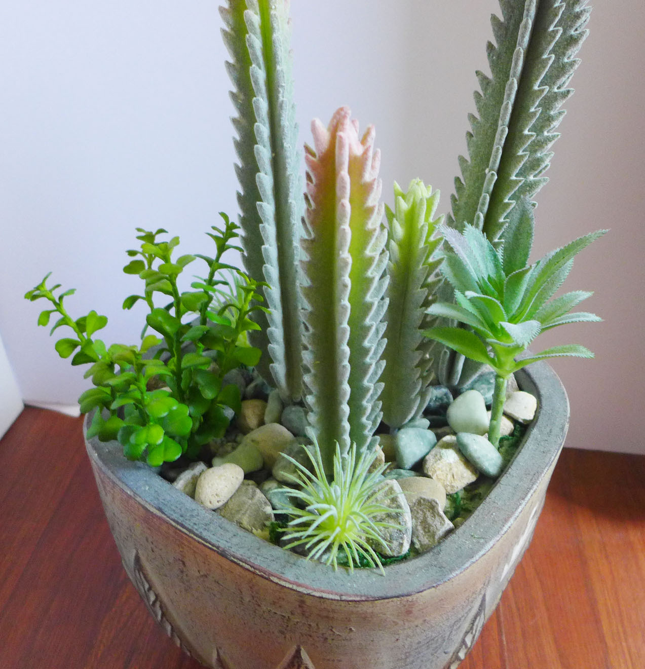 Set of 9 Flocking Artificial Succulents Plants Coral columns Mini Pine Tree