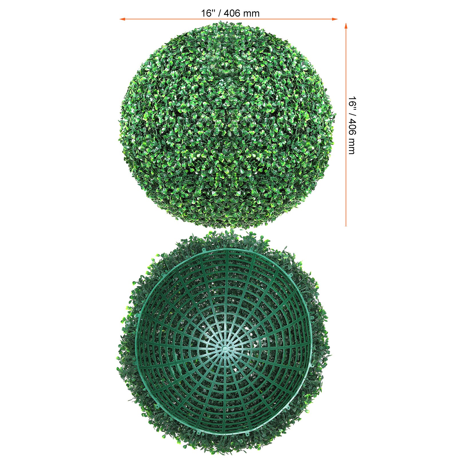 2pcs 16″ Artificial Topiary Greenery Balls Plants Faux Boxwood In/outdoor Home