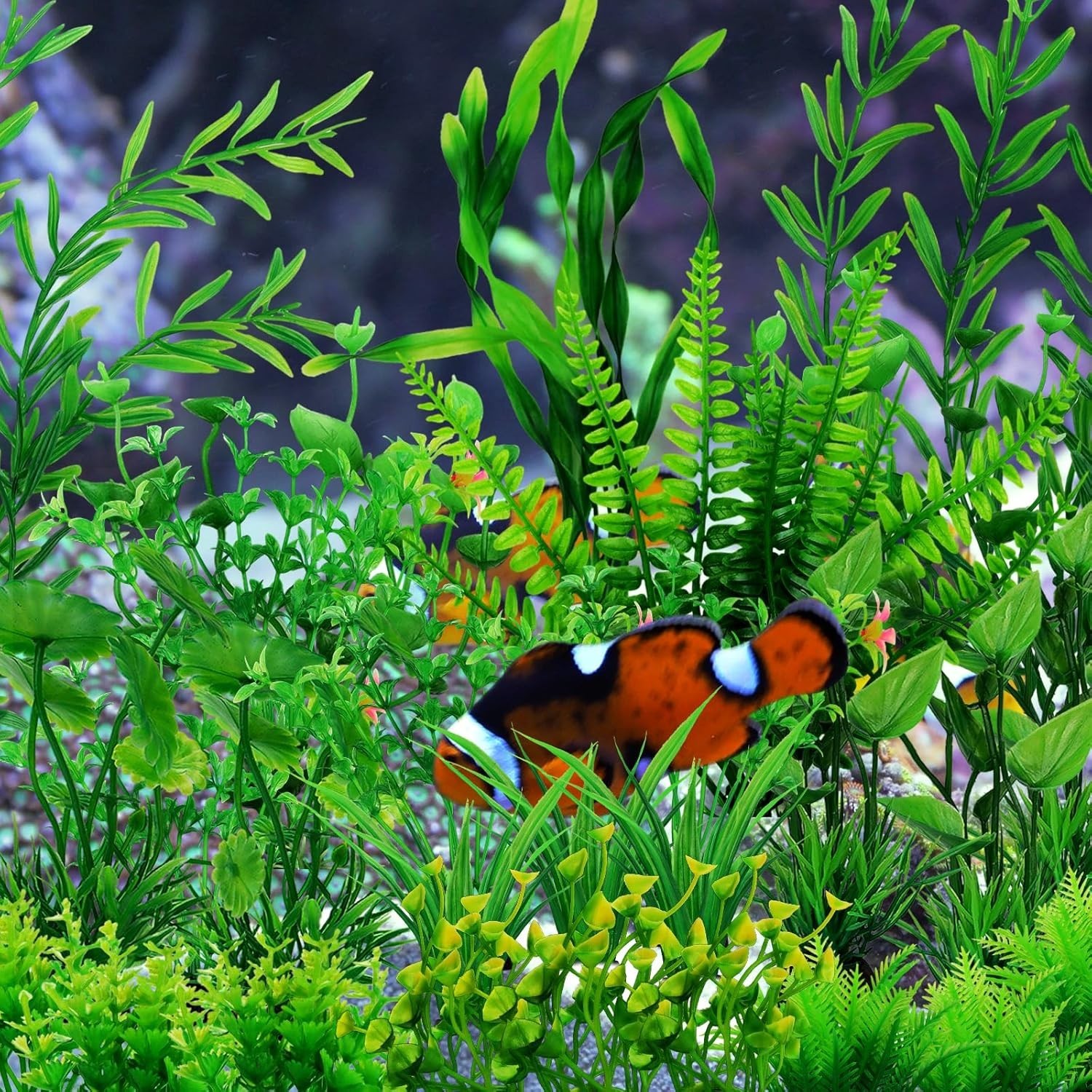 Fish Tank Accessories Aquarium Decorations Plants, 10/25 Pcs Green Fish Tank