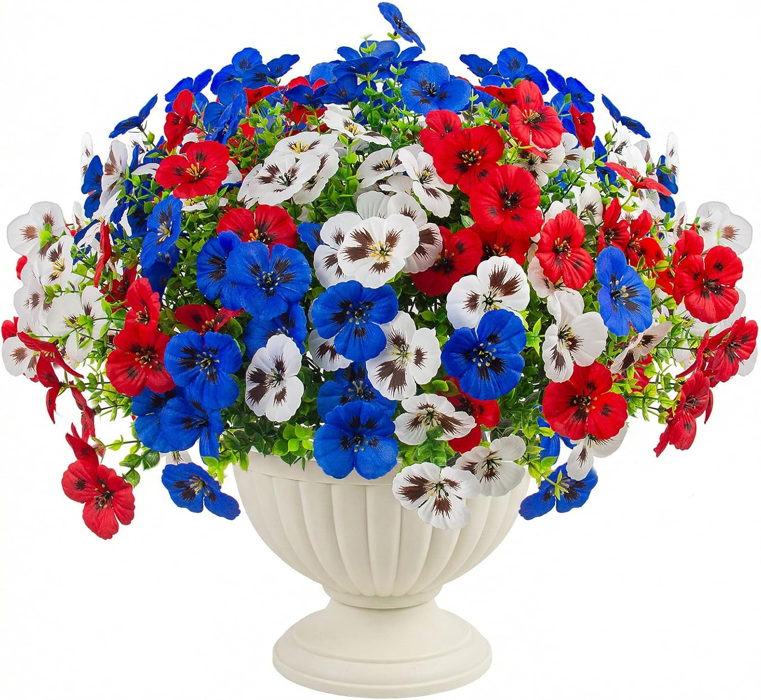 18 Pcs Artificial Fake Pansy Flowers for Outdoor, UV Resistant Faux Silk Pansies