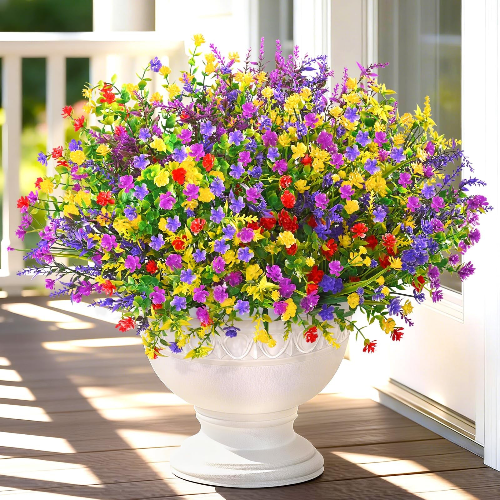 UV Resistant Artificial Flowers – 9 Bundles Realistic Outdoor Plants for Garden