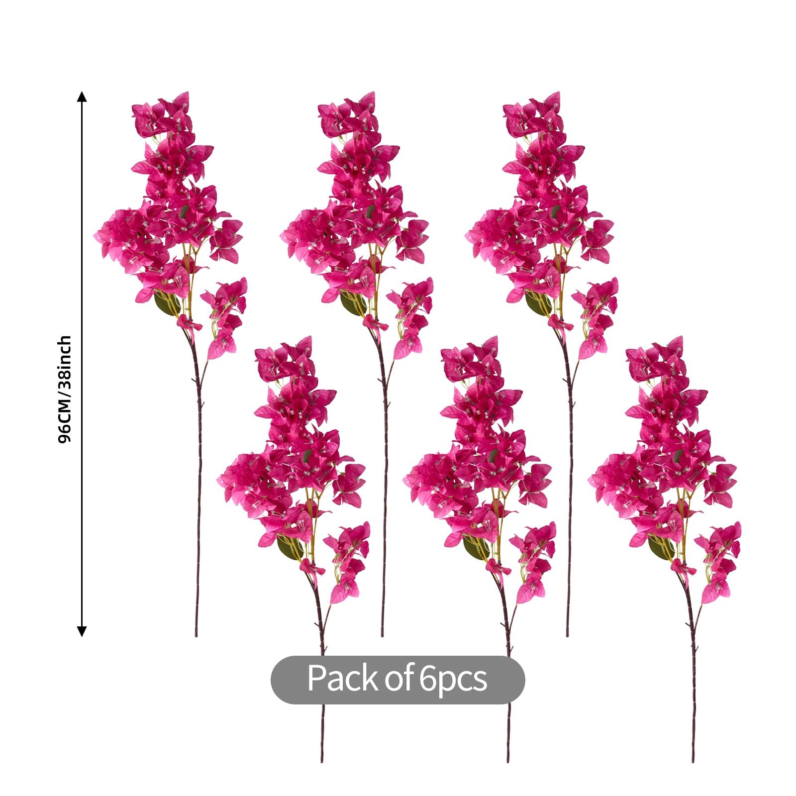6PCS Silk Bougainvillea Artificial Flowers, UV Resistant, 36 Branches, Long S…