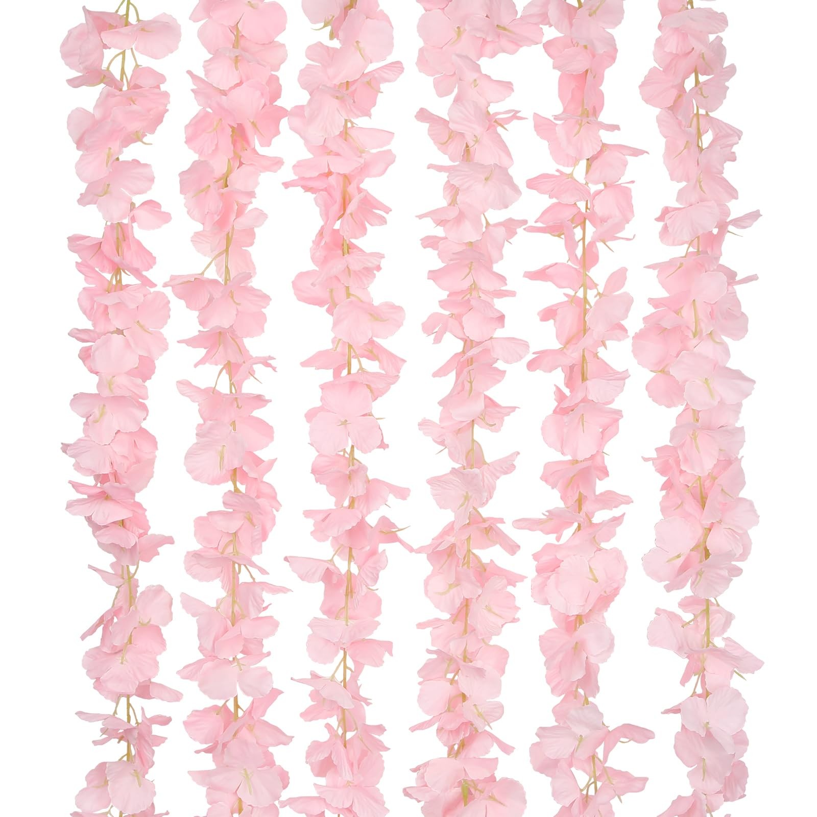 6 Pcs Wisteria Flower Garlands Pink Artificial Wisteria Hanging Flowers 6.7 F…