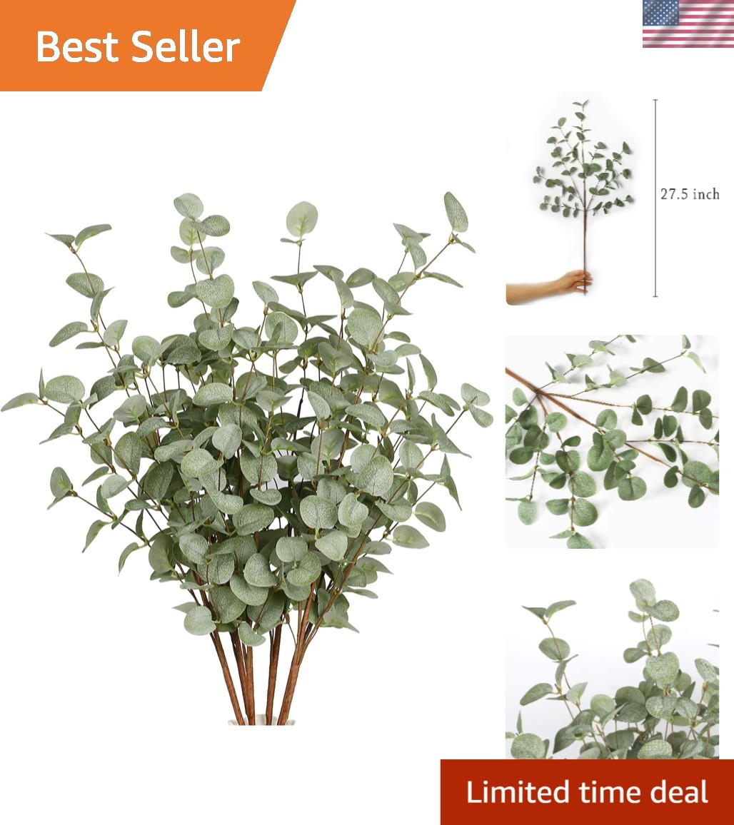 27-Inch Eucalyptus Leaf Sprays – 6 Pcs for Weddings, Parties, and Home Decor
