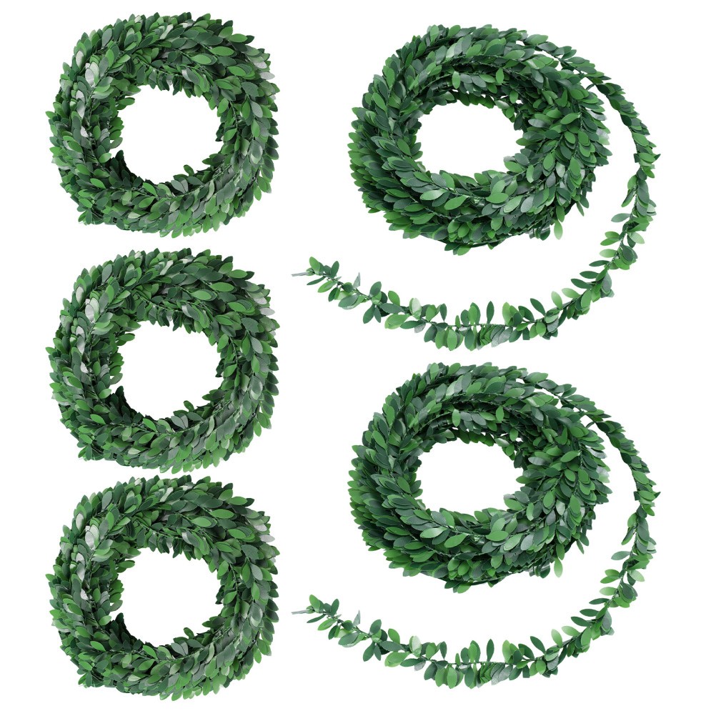 5Pcs Faux Greenery Vine Garland with Flexible Wire for Indoor Outdoor Decoration