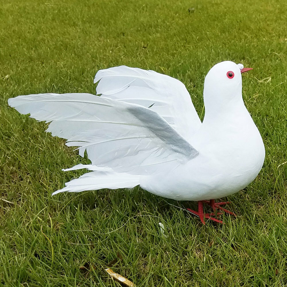 2PCS Pigeon Model Artificial Feature Doves Pigeon Figurine White Bird Decor