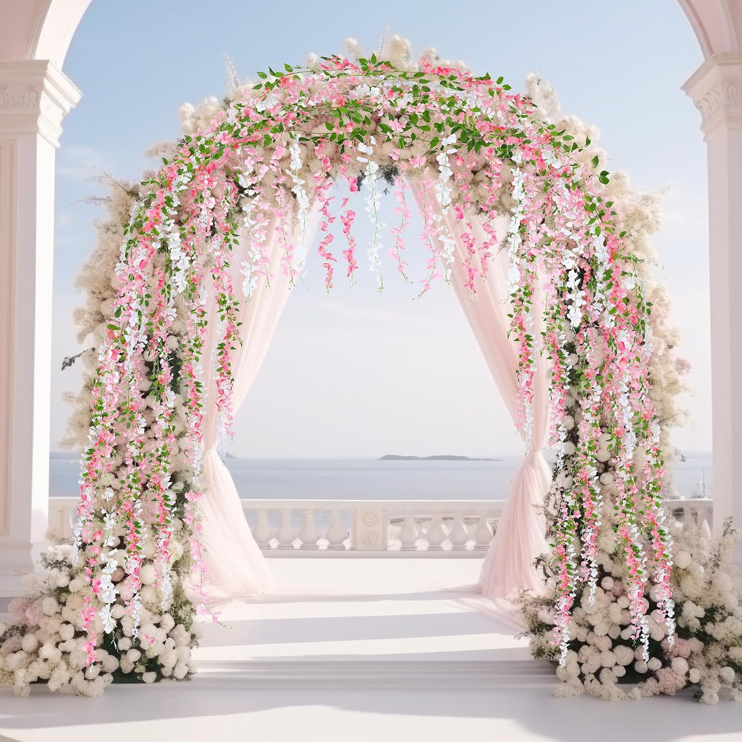 4Pcs Wisteria Artificial Flowers Garland, 7.2Ft/Piece Wisteria Hanging Flowers G