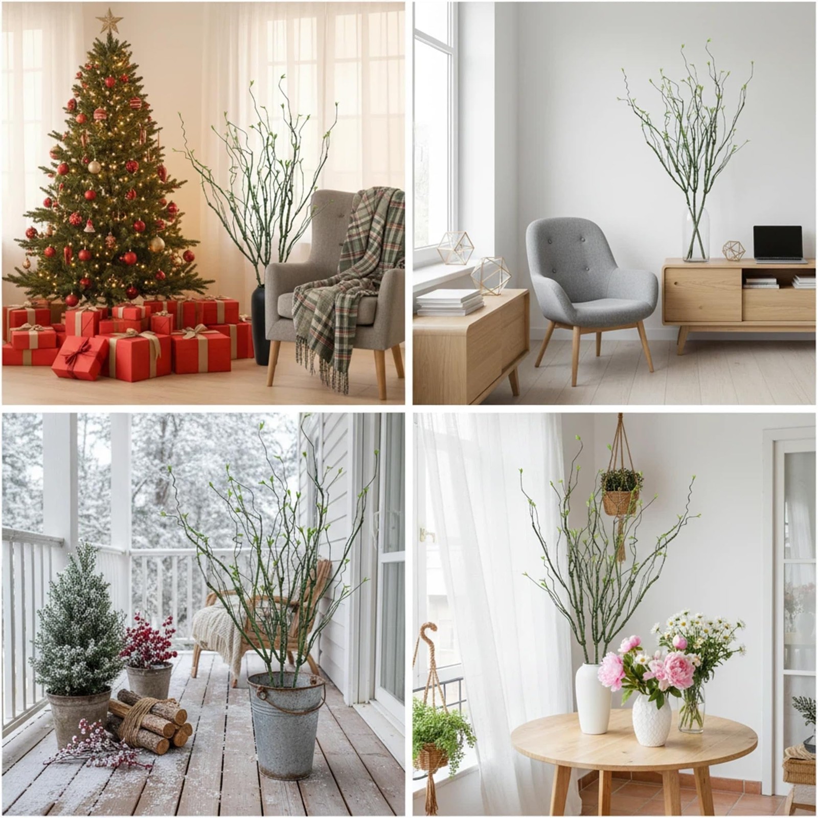 3pcs 49 inch Artificial Evergreen Vine Branches for Decoration Wall Tree Arti…