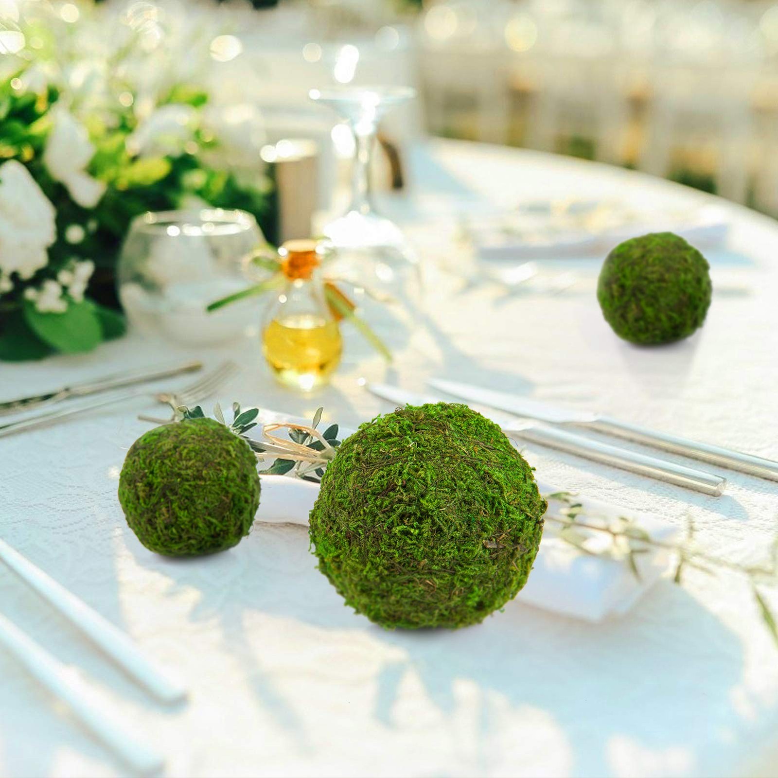 18 Pack Decorative Faux Dried Moss Balls- 6pcs 3.1″ Artificial Green Plant Mossy