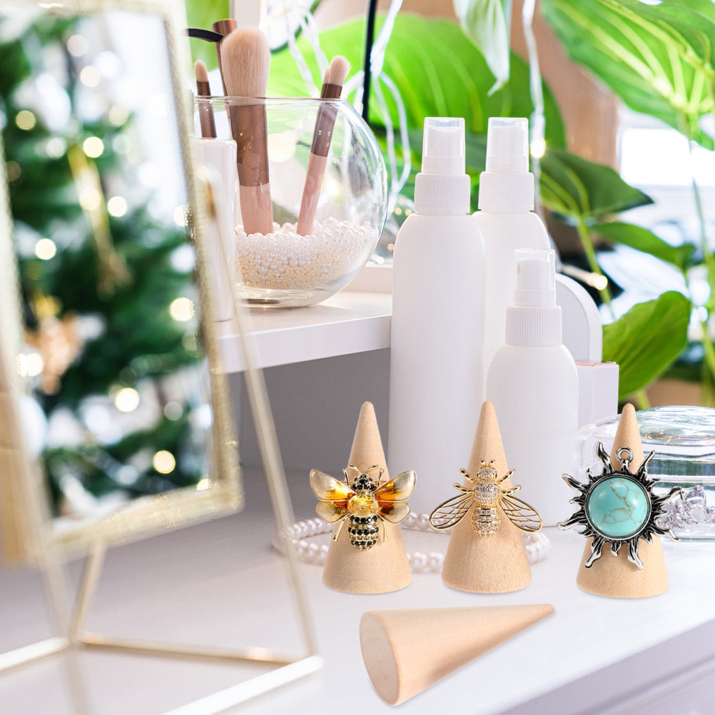 10pcs DIY Cone Unpainted Wooden Cone Shape Ornamnet Craft 2.5x5cm