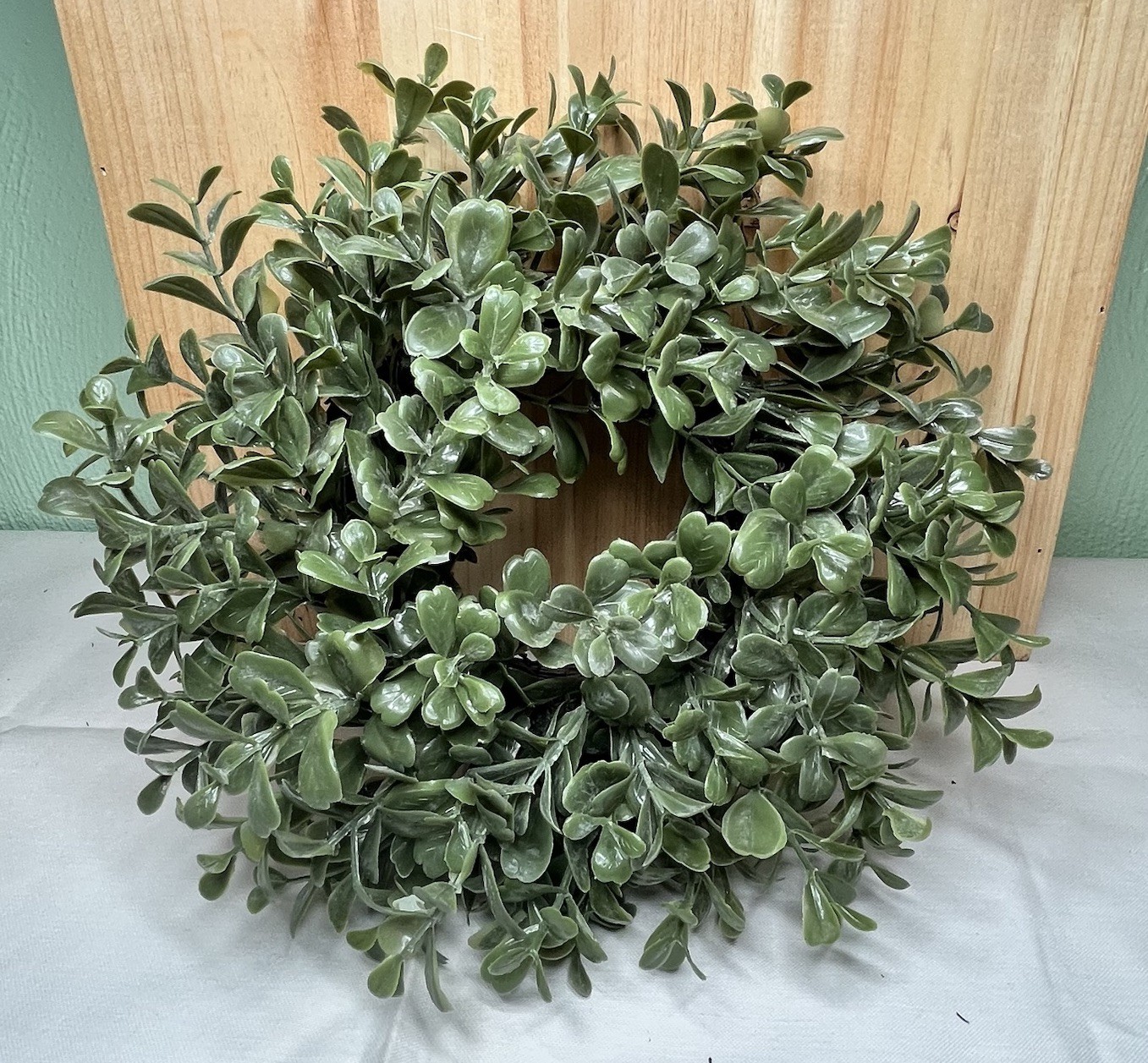 Set of 4 Faux Boxwood Candle Rings 10″ Greenery Mini Wreaths Farmhouse Decor