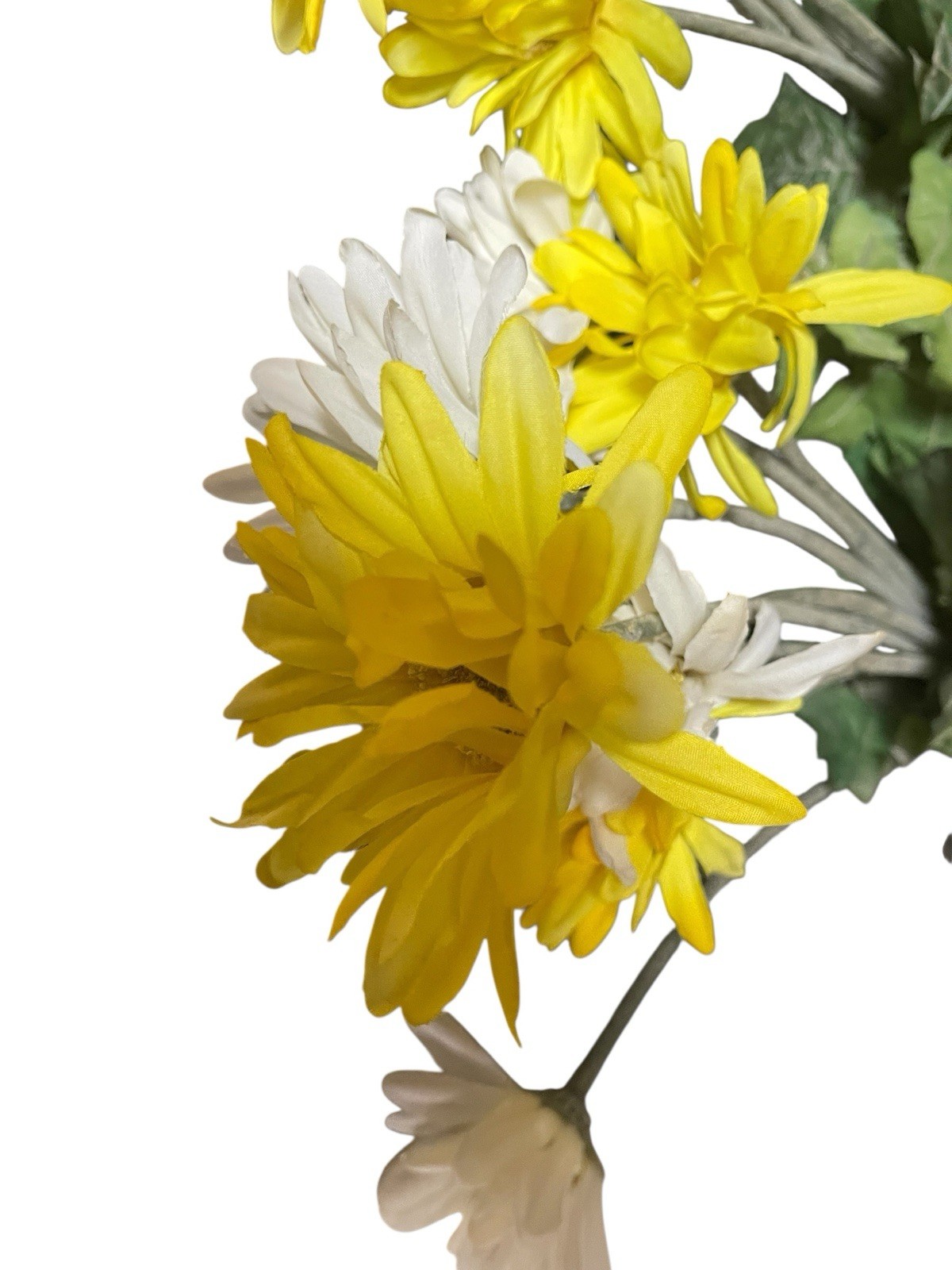 Set Of 4 Bunches Of Yellow & White Artificial Flowers